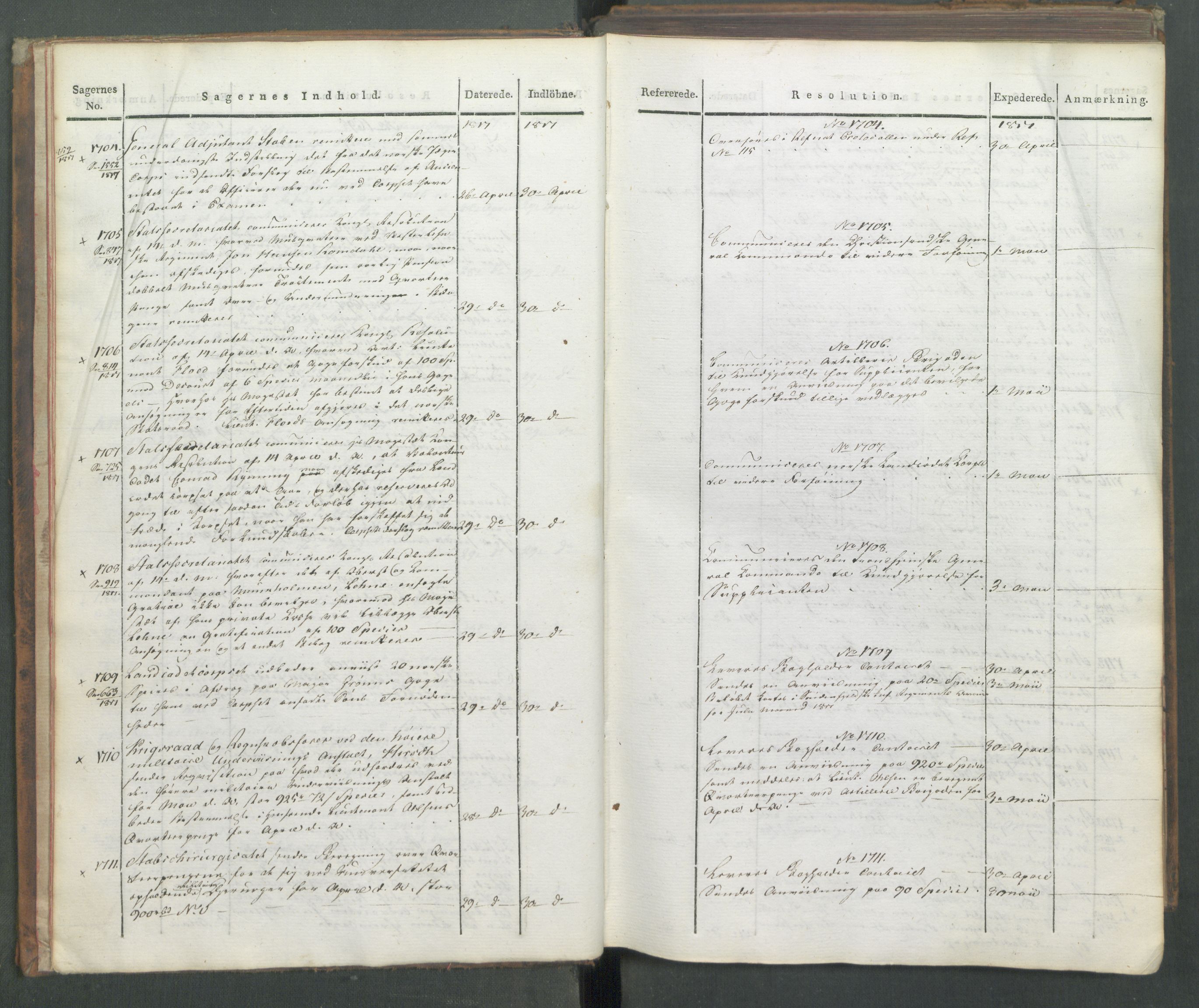 Armédepartementet, AV/RA-RAFA-3493/C/Ca/L0012: 6. Departements Journal, 1817