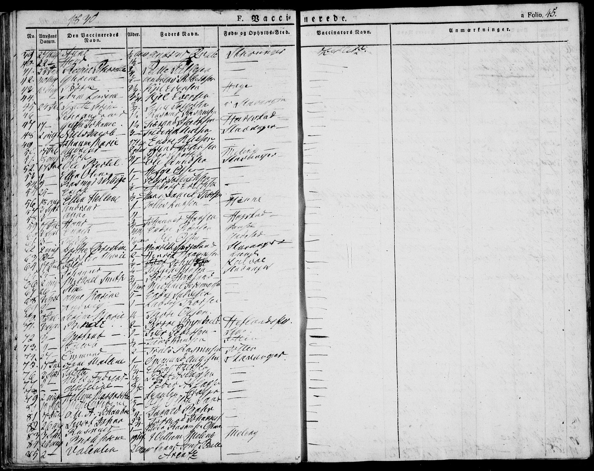 Domkirken sokneprestkontor, AV/SAST-A-101812/001/30/30BA/L0010: Parish register (official) no. A 10, 1821-1859, p. 45