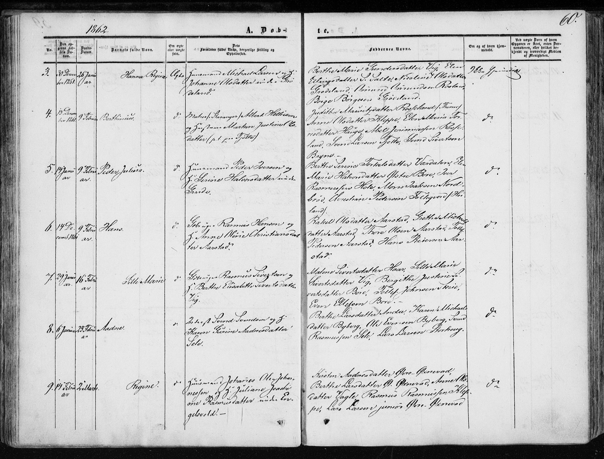 Klepp sokneprestkontor, AV/SAST-A-101803/001/3/30BA/L0005: Parish register (official) no. A 5, 1853-1870, p. 60