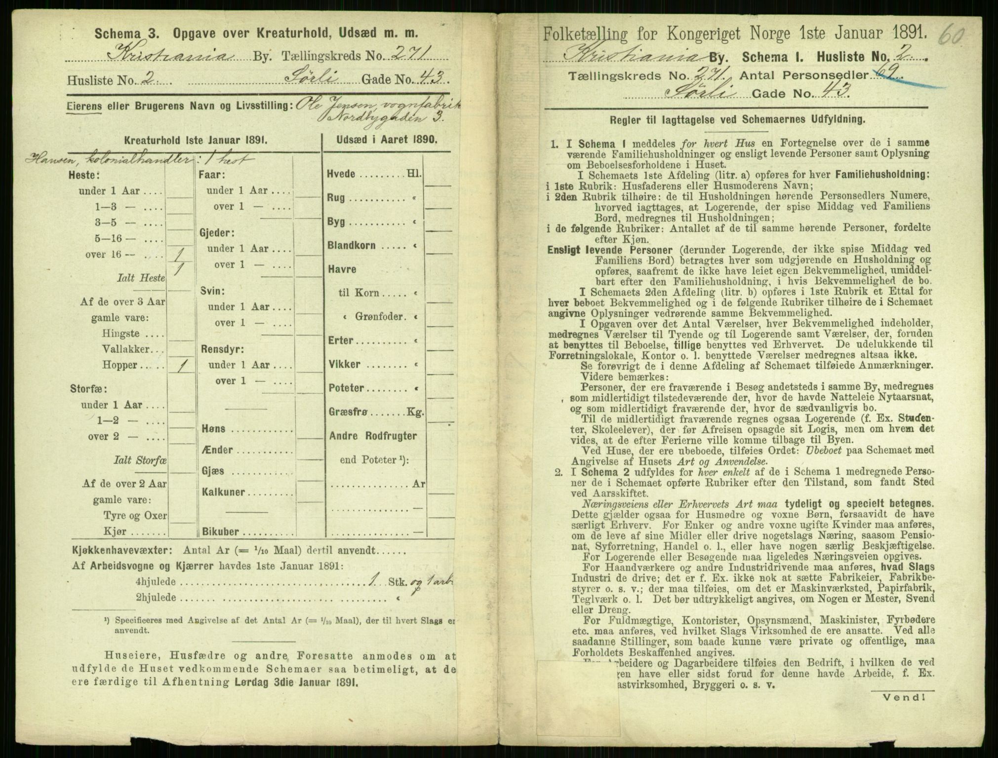 RA, 1891 census for 0301 Kristiania, 1891, p. 164491