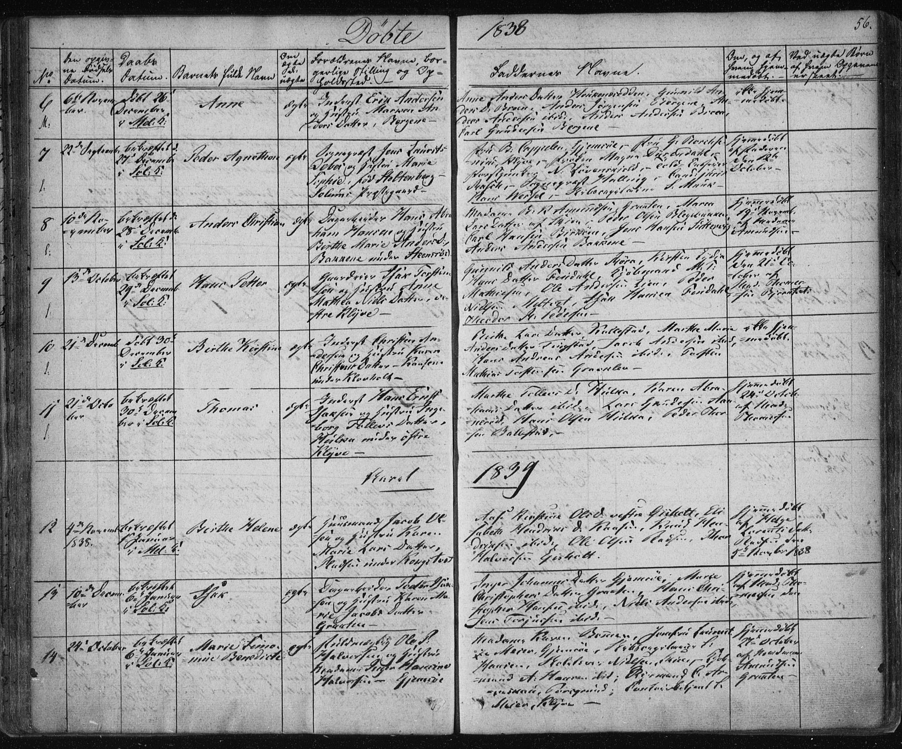 Solum kirkebøker, SAKO/A-306/F/Fa/L0005: Parish register (official) no. I 5, 1833-1843, p. 56