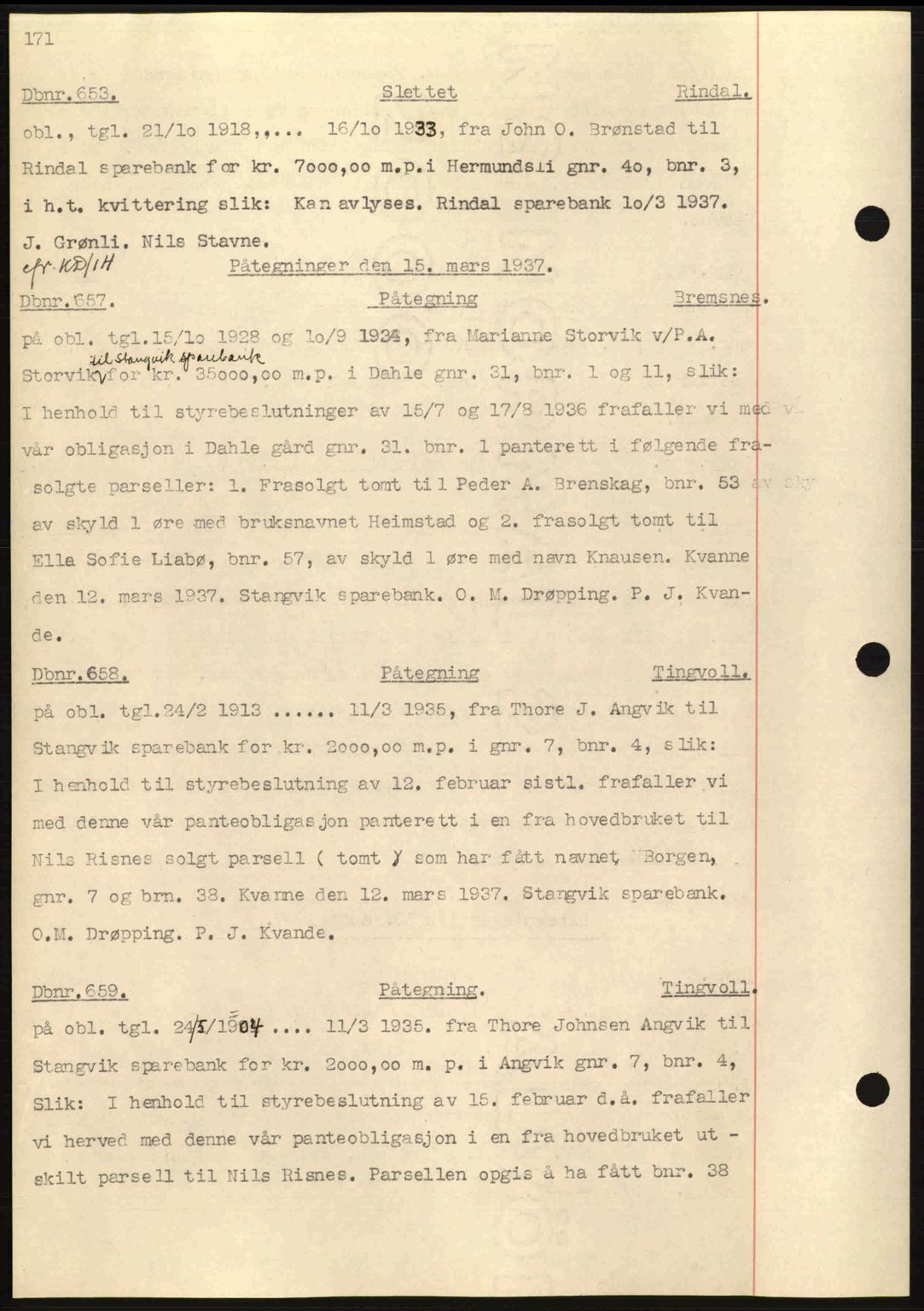 Nordmøre sorenskriveri, AV/SAT-A-4132/1/2/2Ca: Mortgage book no. C80, 1936-1939, Diary no: : 653/1937