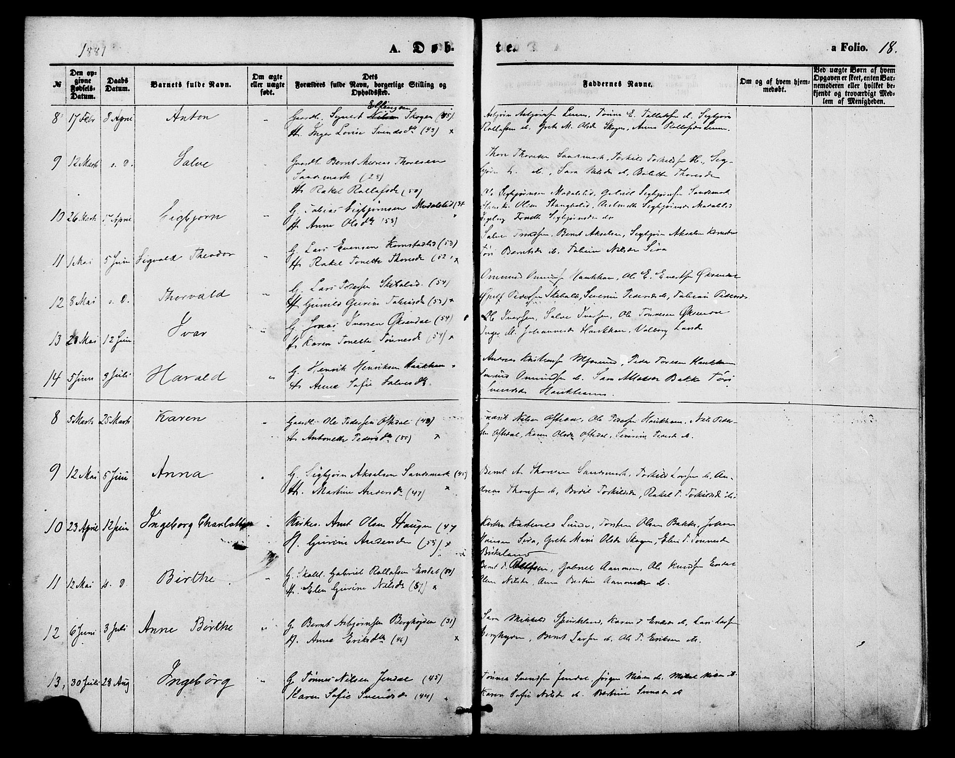 Bakke sokneprestkontor, AV/SAK-1111-0002/F/Fa/Faa/L0007: Parish register (official) no. A 7, 1877-1886, p. 18