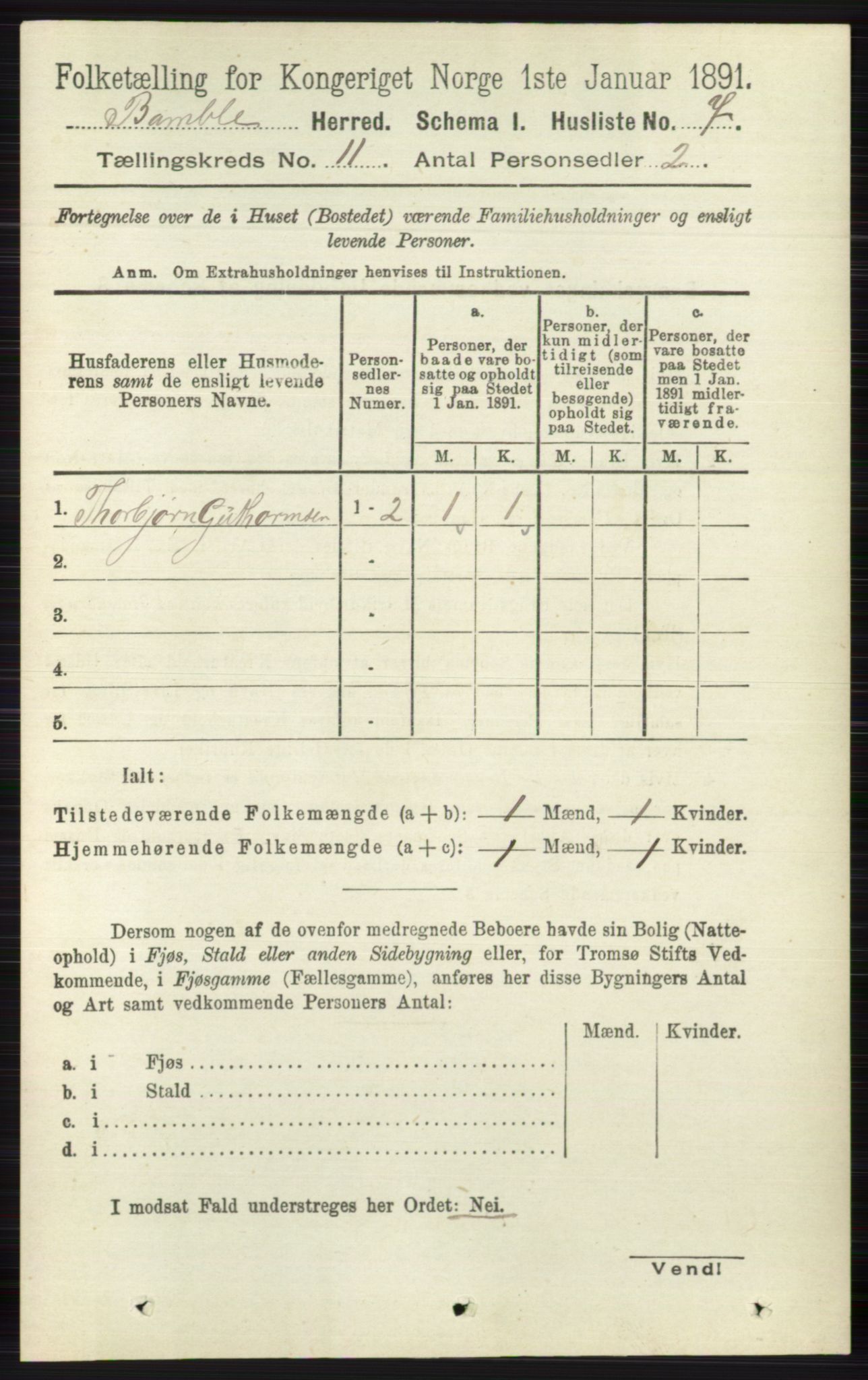 RA, 1891 census for 0814 Bamble, 1891, p. 6224