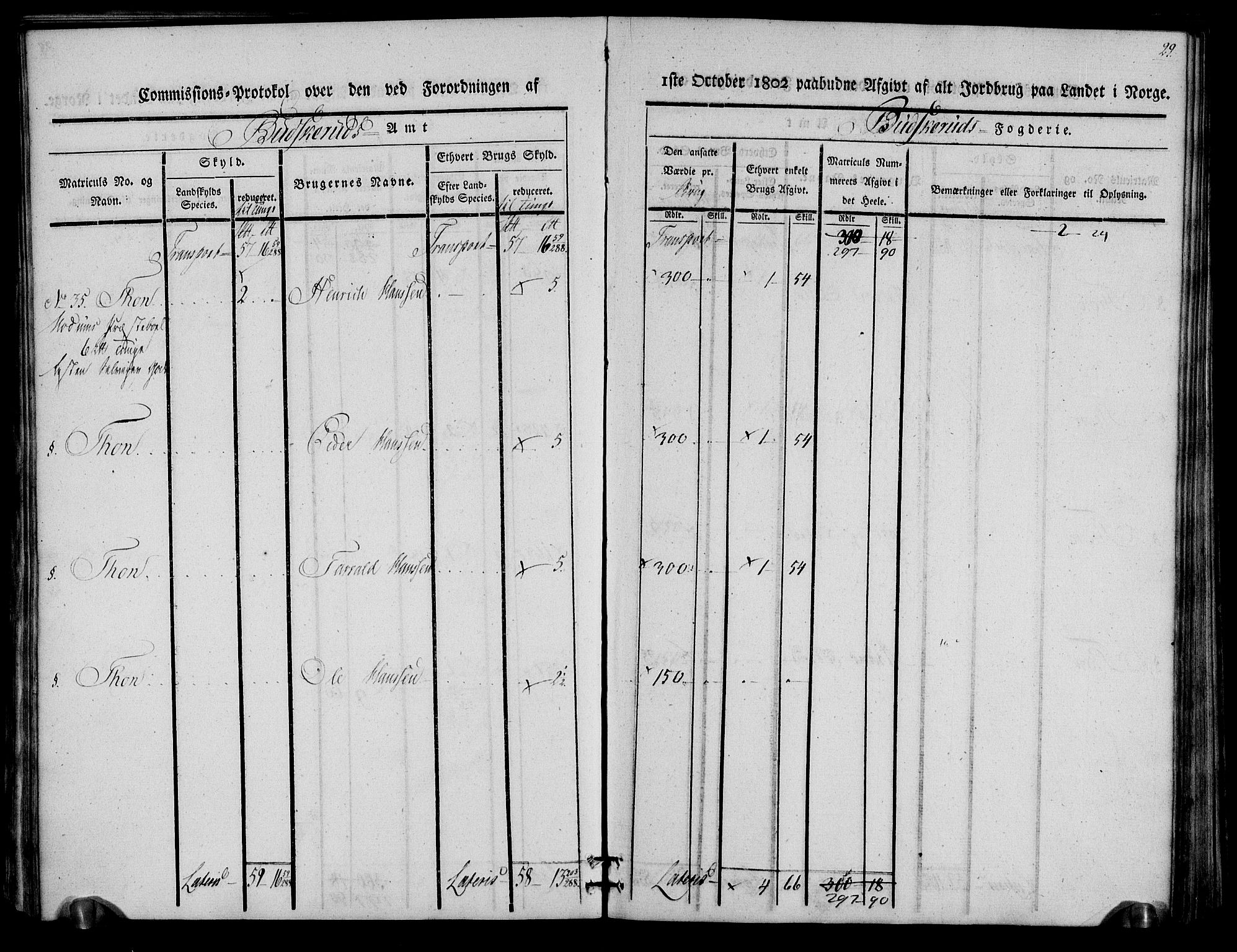 Rentekammeret inntil 1814, Realistisk ordnet avdeling, AV/RA-EA-4070/N/Ne/Nea/L0059: Buskerud fogderi. Kommisjonsprotokoll for Modum prestegjeld, 1803, p. 29