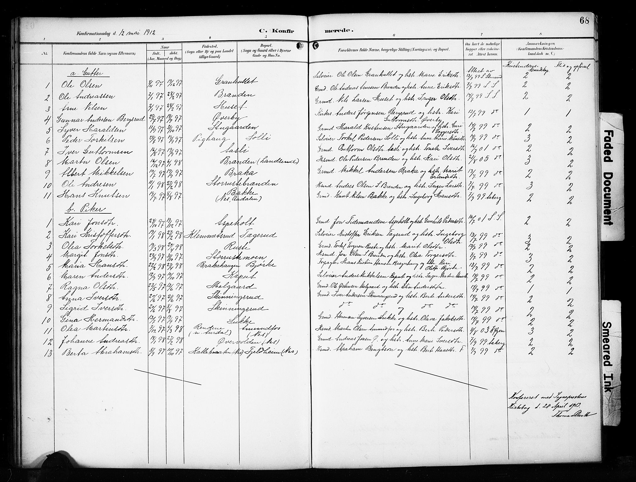 Sør-Aurdal prestekontor, AV/SAH-PREST-128/H/Ha/Hab/L0017: Parish register (copy) no. 17, 1894-1923, p. 68