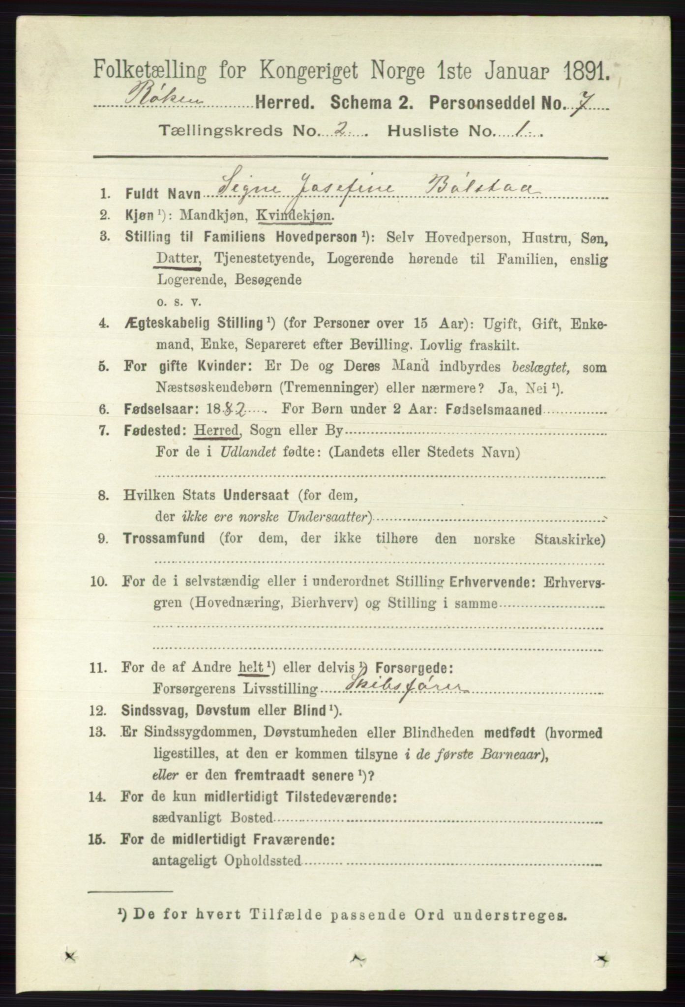 RA, 1891 census for 0627 Røyken, 1891, p. 554