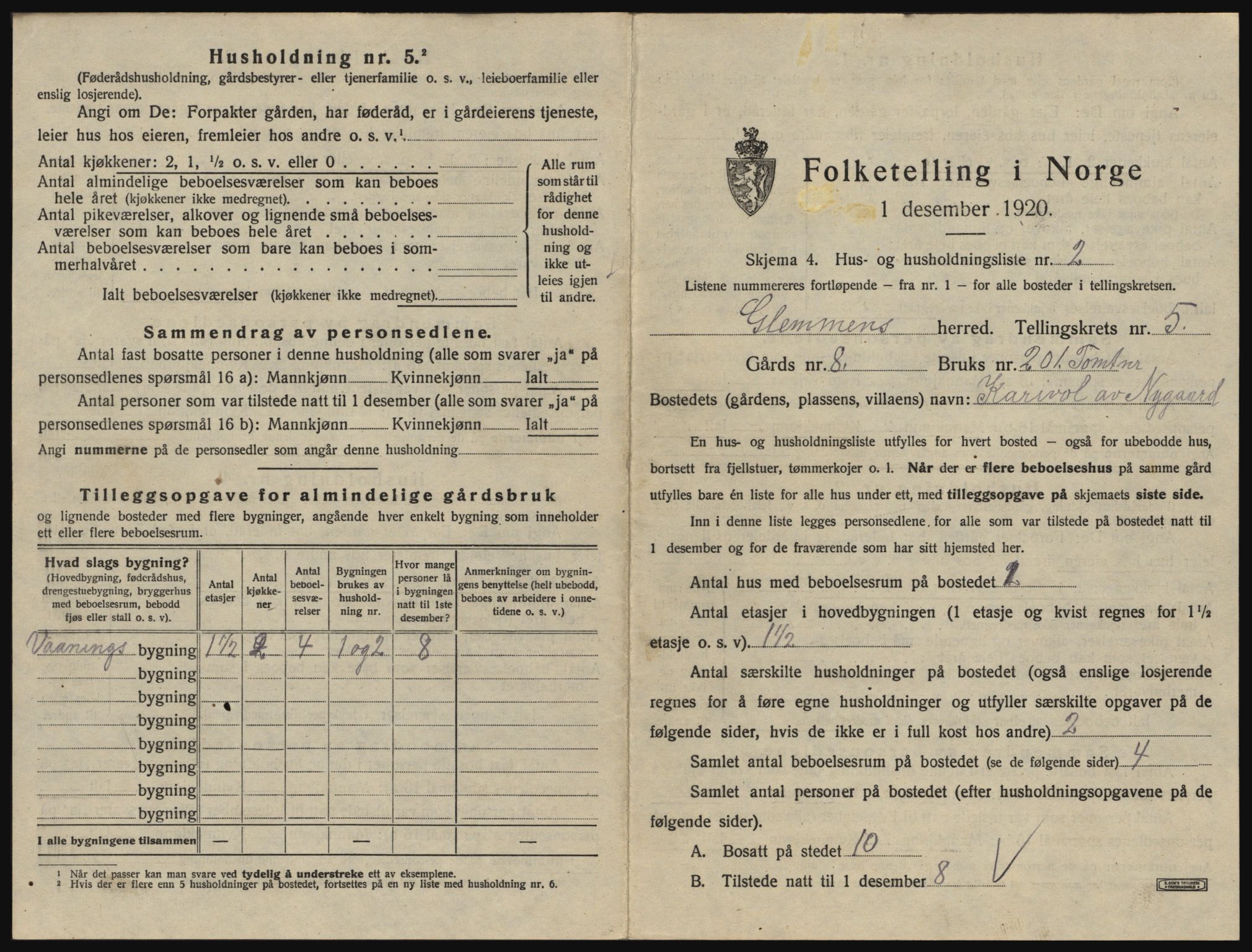 SAO, 1920 census for Glemmen, 1920, p. 1659