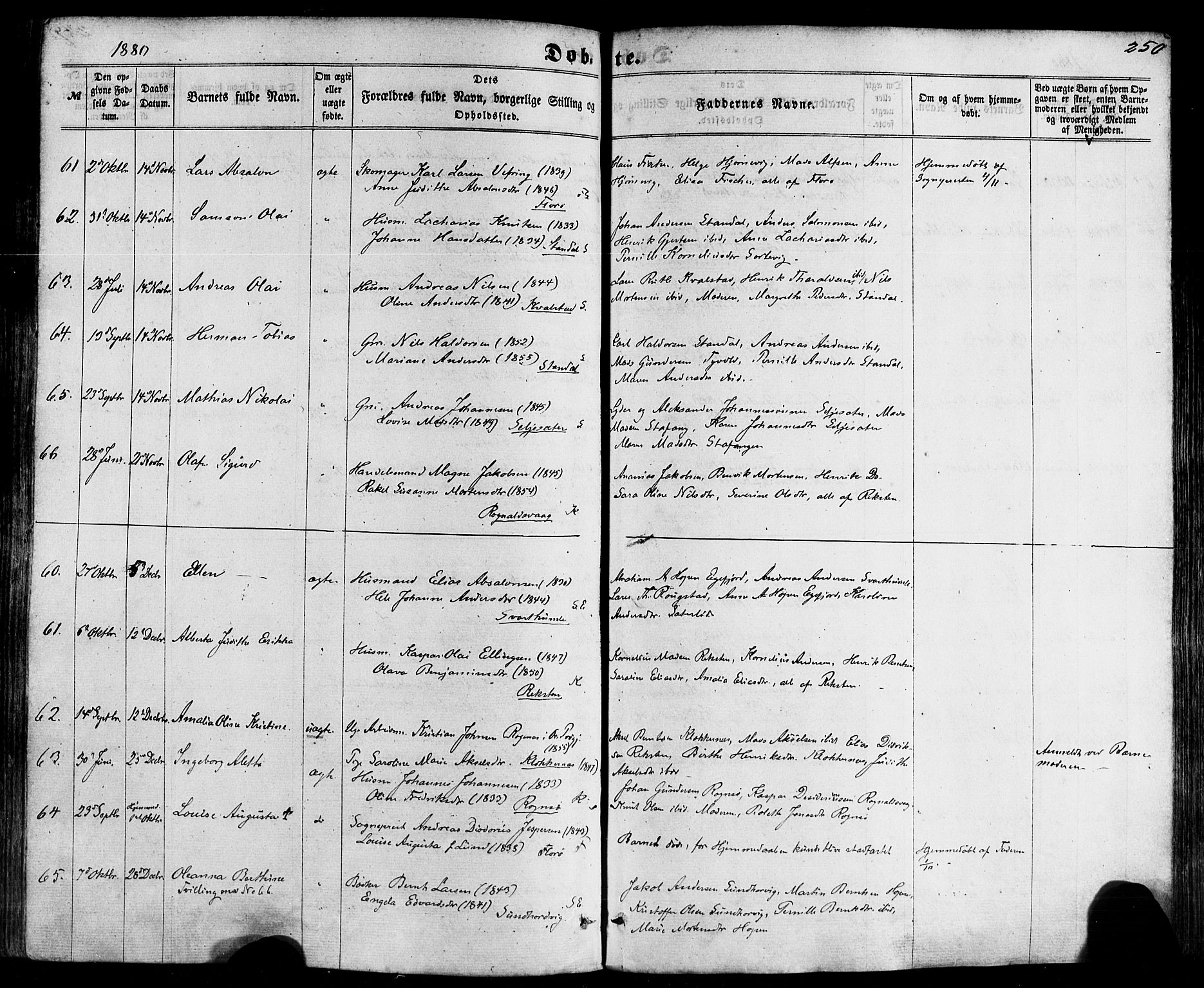 Kinn sokneprestembete, SAB/A-80801/H/Haa/Haaa/L0006: Parish register (official) no. A 6, 1857-1885, p. 250