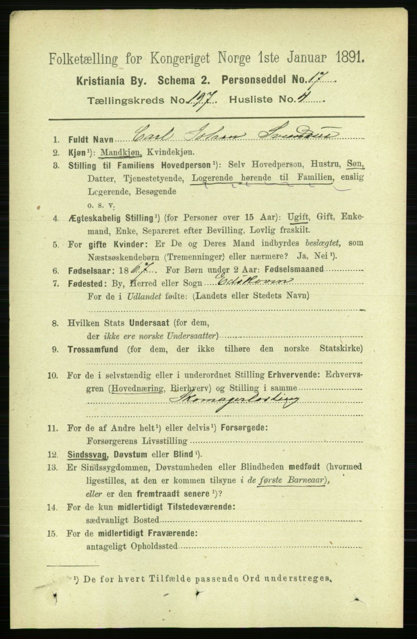 RA, 1891 census for 0301 Kristiania, 1891, p. 118884