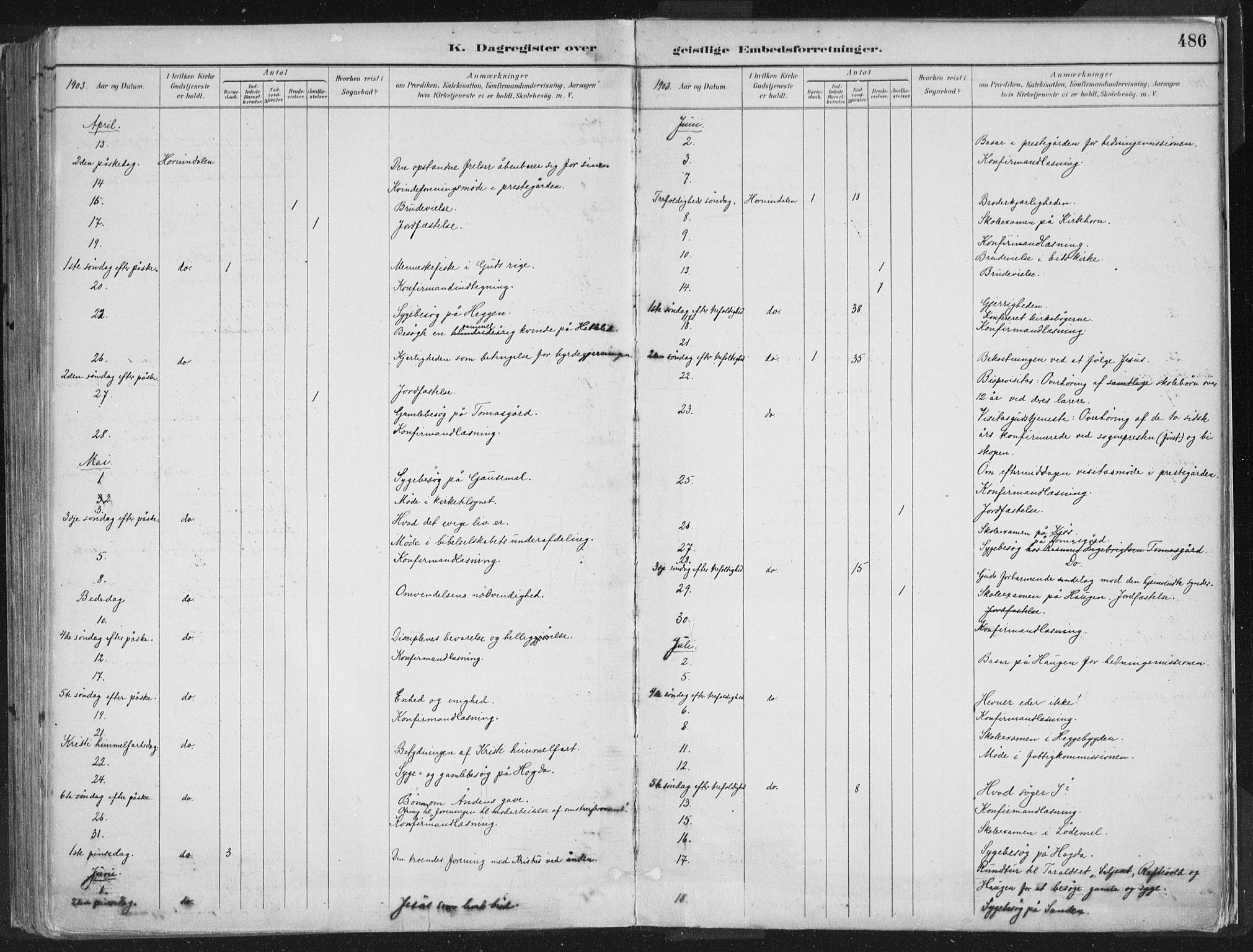 Hornindal sokneprestembete, AV/SAB-A-82401/H/Haa/Haaa/L0003/0002: Parish register (official) no. A 3B, 1885-1917, p. 486