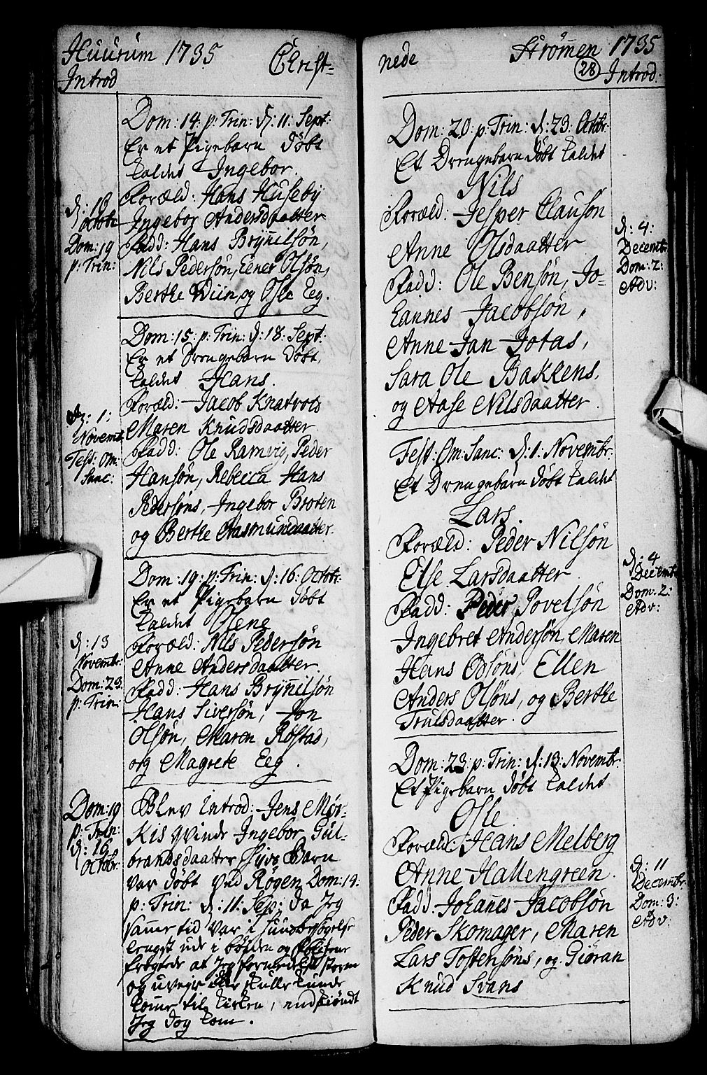 Hurum kirkebøker, AV/SAKO-A-229/F/Fa/L0002: Parish register (official) no. 2, 1733-1757, p. 28