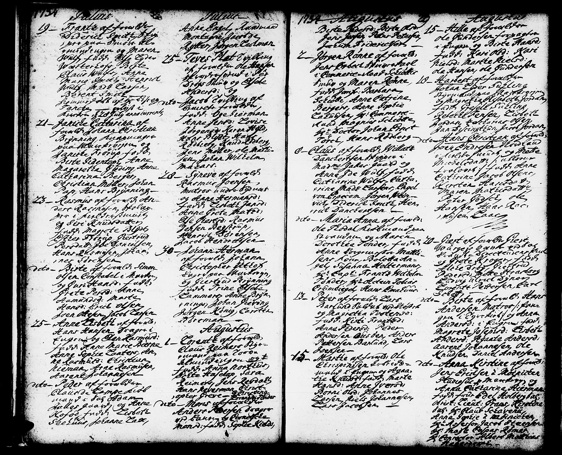 Domkirken sokneprestembete, AV/SAB-A-74801/H/Haa/L0002: Parish register (official) no. A 2, 1733-1750, p. 28-29