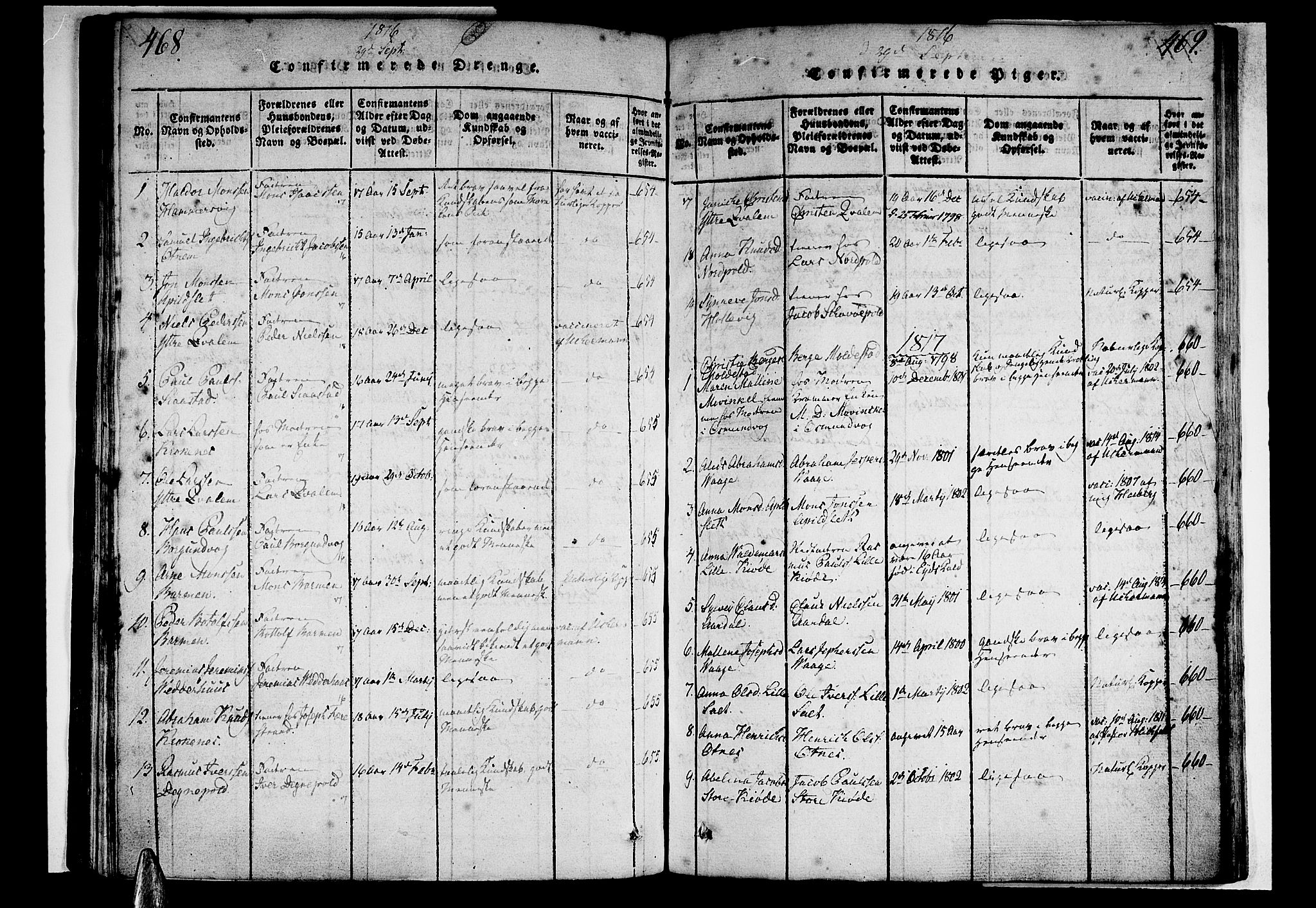 Selje sokneprestembete, SAB/A-99938/H/Ha/Haa/Haaa: Parish register (official) no. A 8, 1816-1828, p. 468-469
