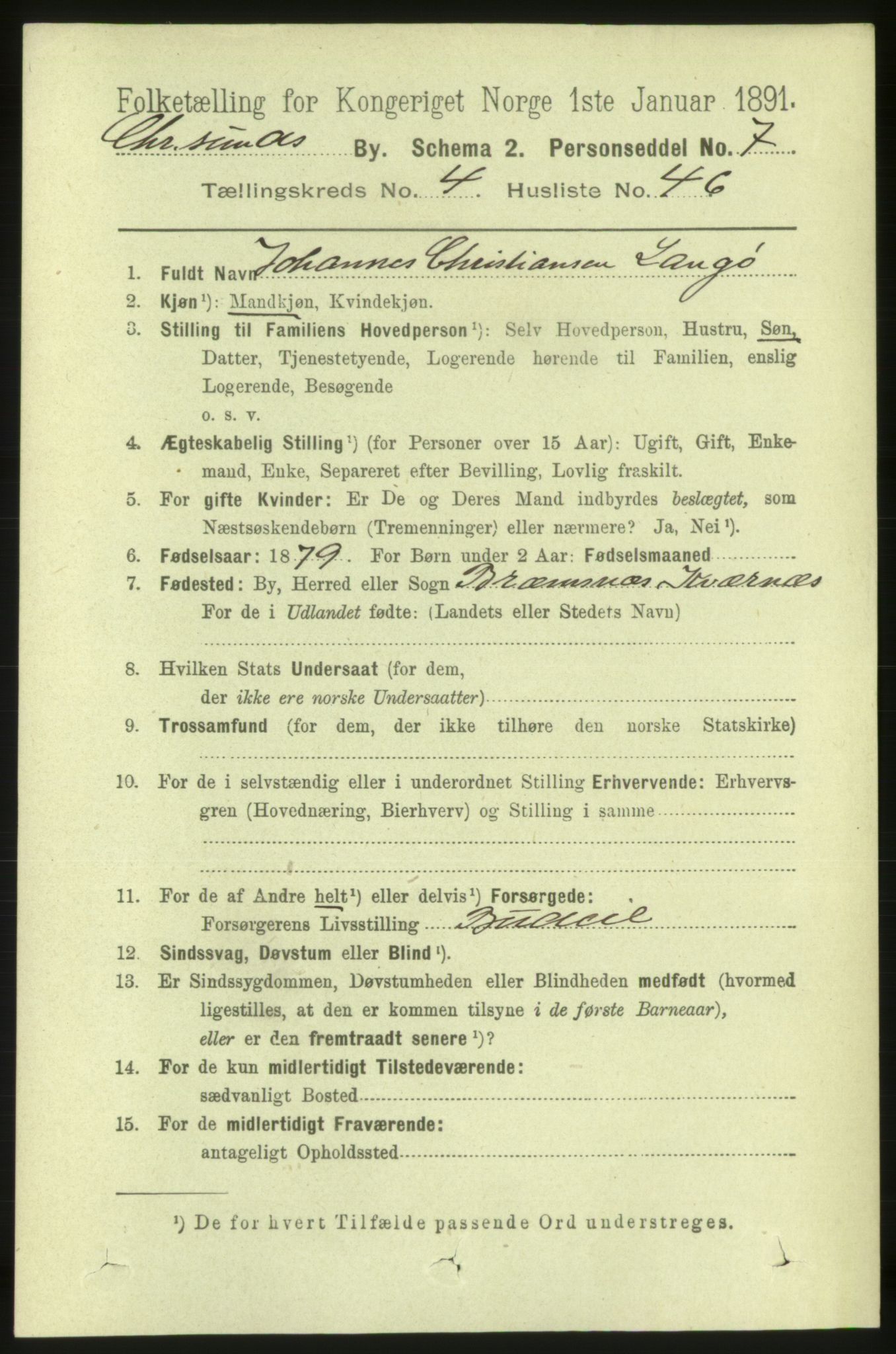 RA, 1891 census for 1503 Kristiansund, 1891, p. 4246