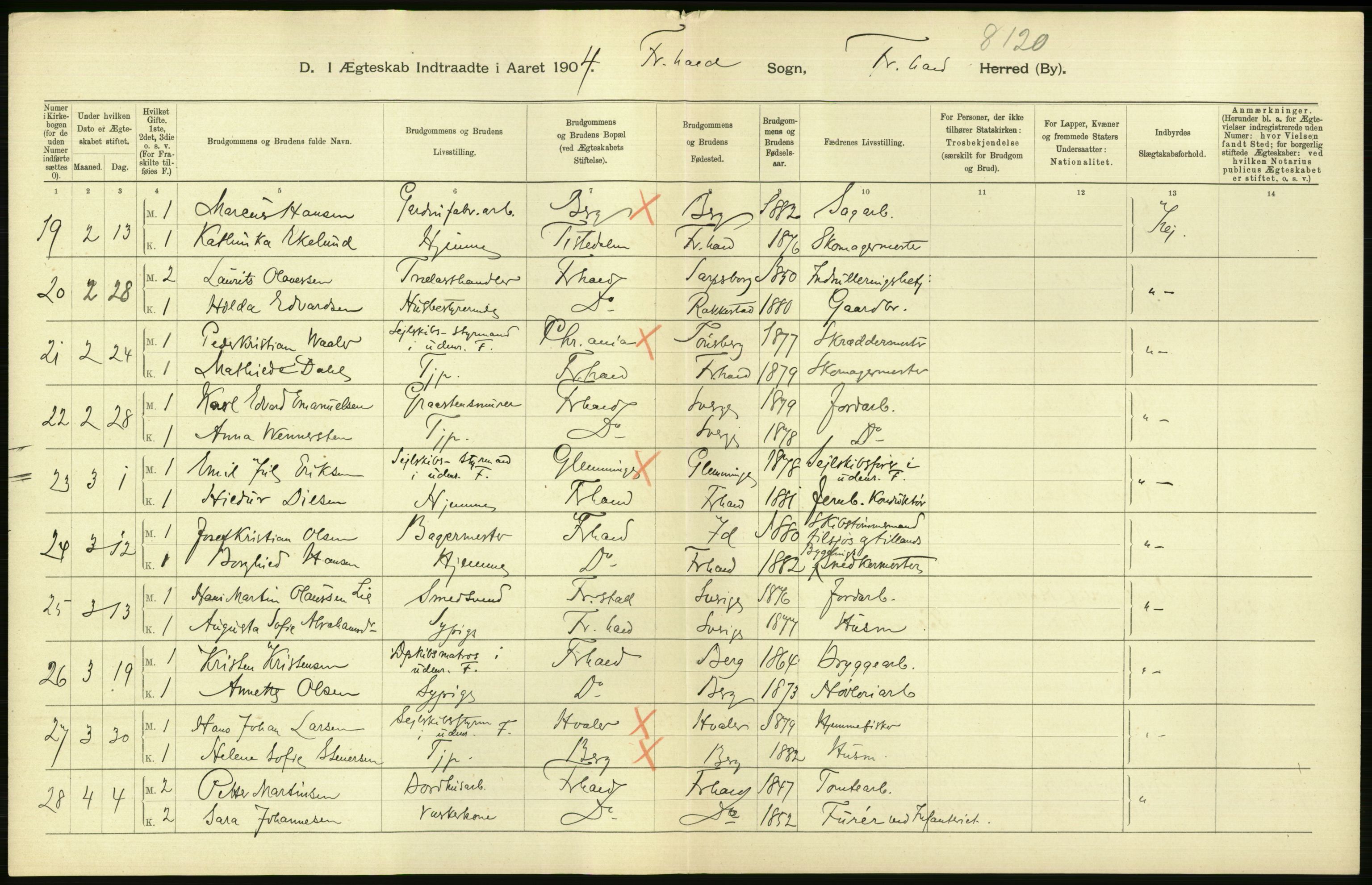 Statistisk sentralbyrå, Sosiodemografiske emner, Befolkning, AV/RA-S-2228/D/Df/Dfa/Dfab/L0001: Smålenenes amt: Fødte, gifte, døde, 1904, p. 571