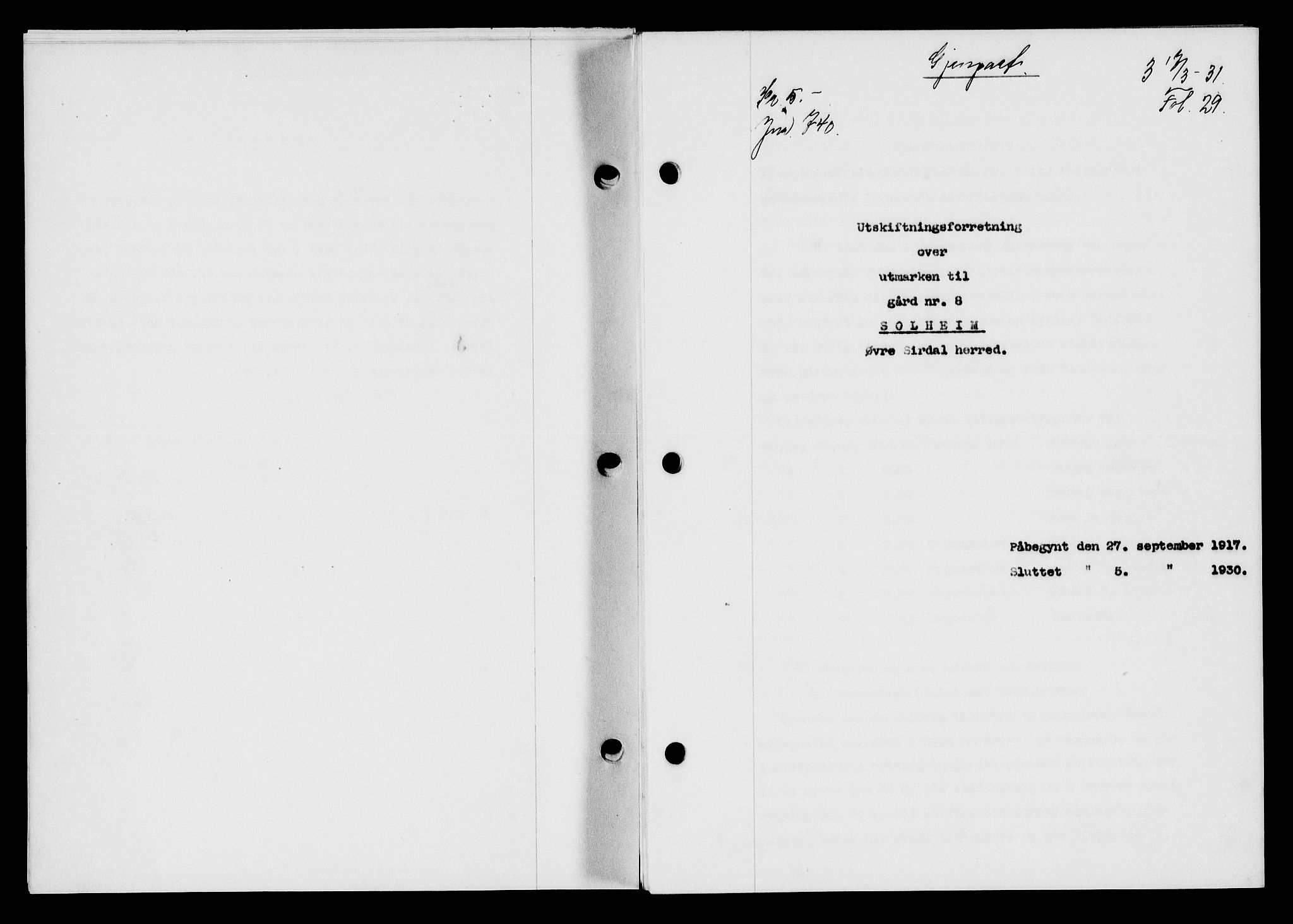 Flekkefjord sorenskriveri, SAK/1221-0001/G/Gb/Gba/L0046: Mortgage book no. 44, 1930-1931, Deed date: 17.03.1931