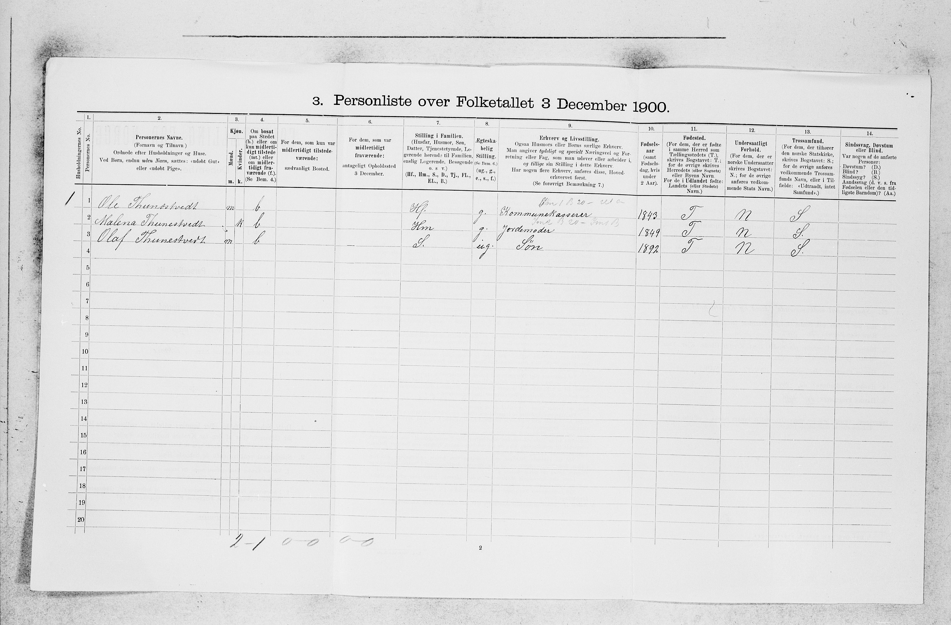 SAB, 1900 census for Haus, 1900, p. 1256