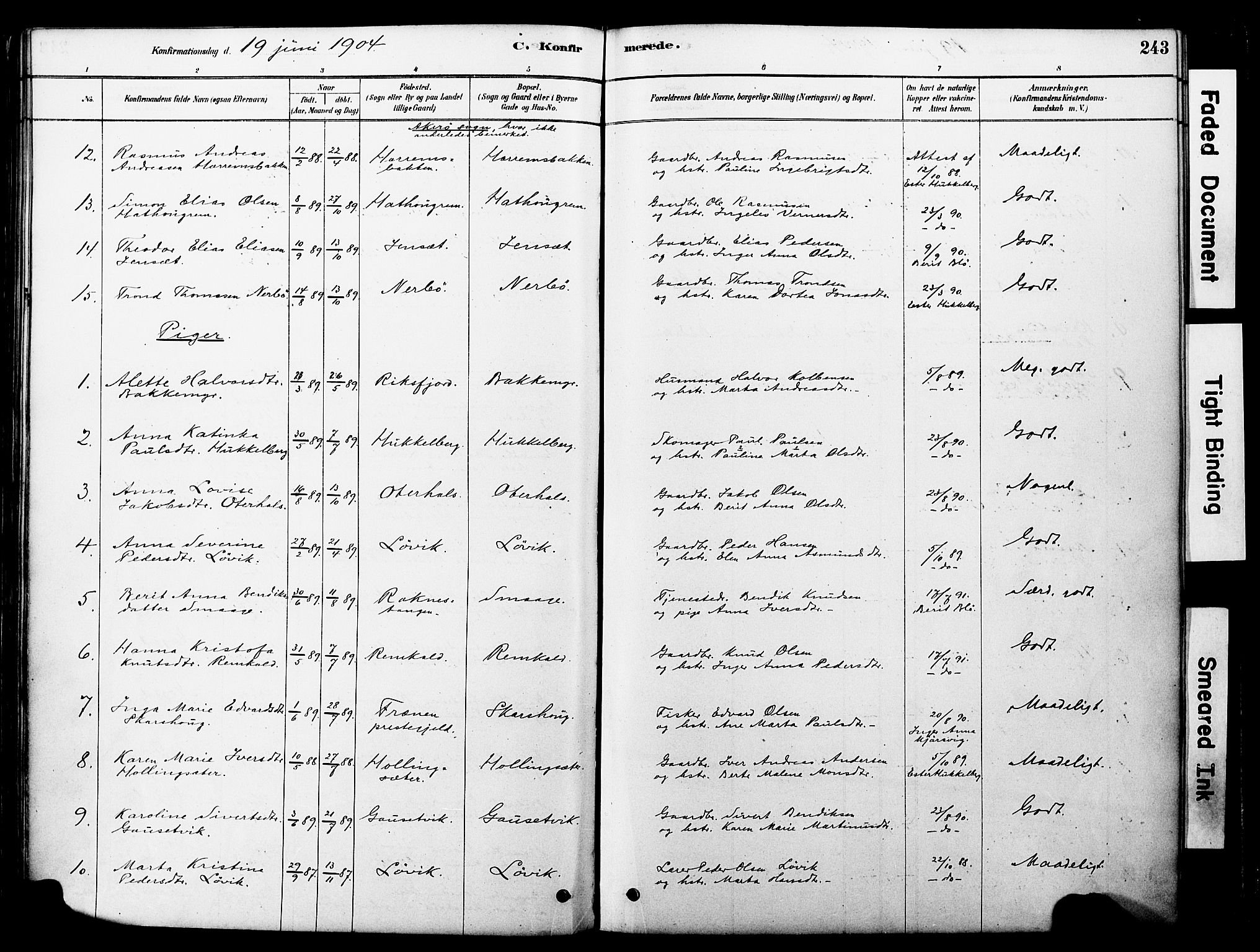 Ministerialprotokoller, klokkerbøker og fødselsregistre - Møre og Romsdal, SAT/A-1454/560/L0721: Parish register (official) no. 560A05, 1878-1917, p. 243