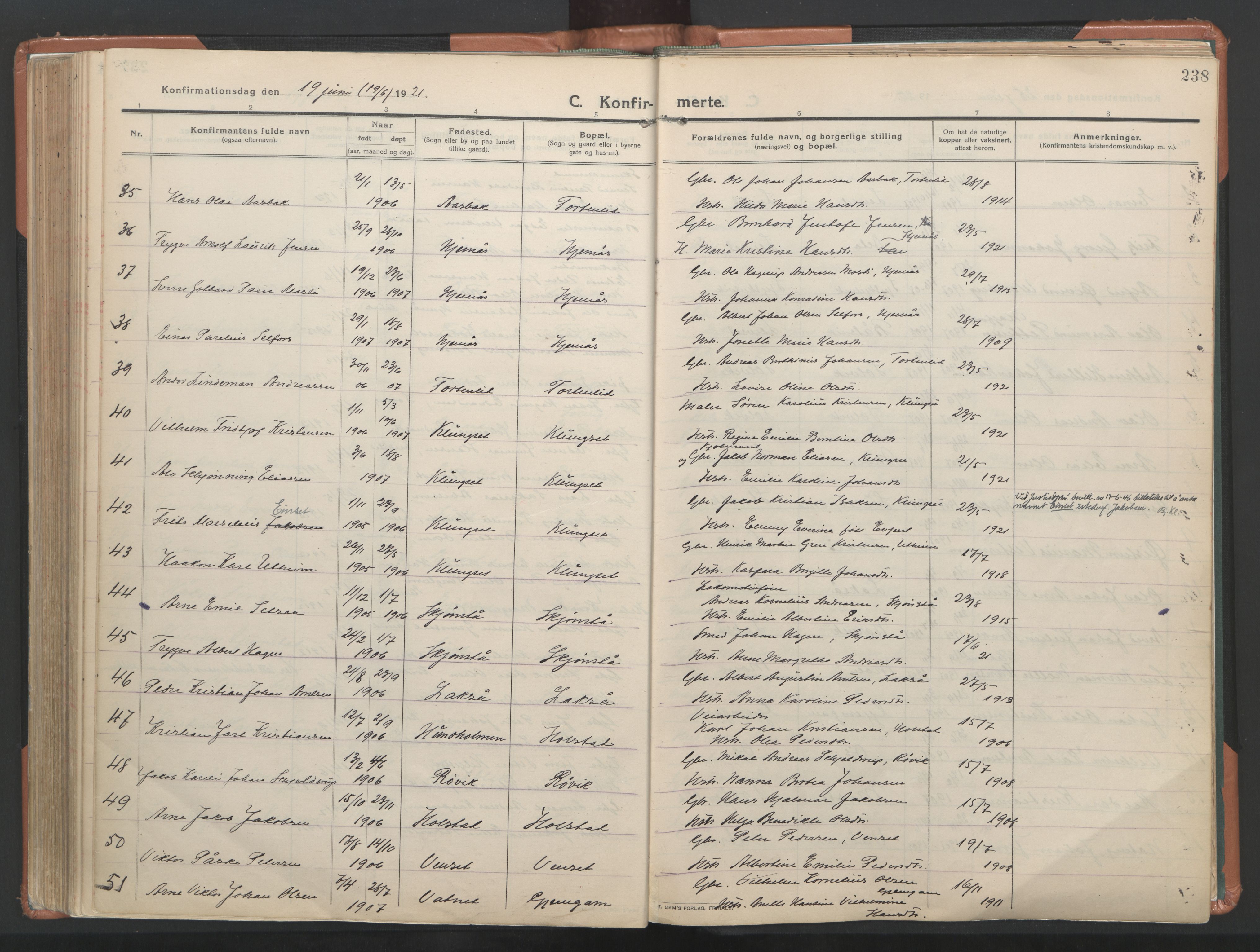 Ministerialprotokoller, klokkerbøker og fødselsregistre - Nordland, AV/SAT-A-1459/849/L0698: Parish register (official) no. 849A09, 1911-1924, p. 238