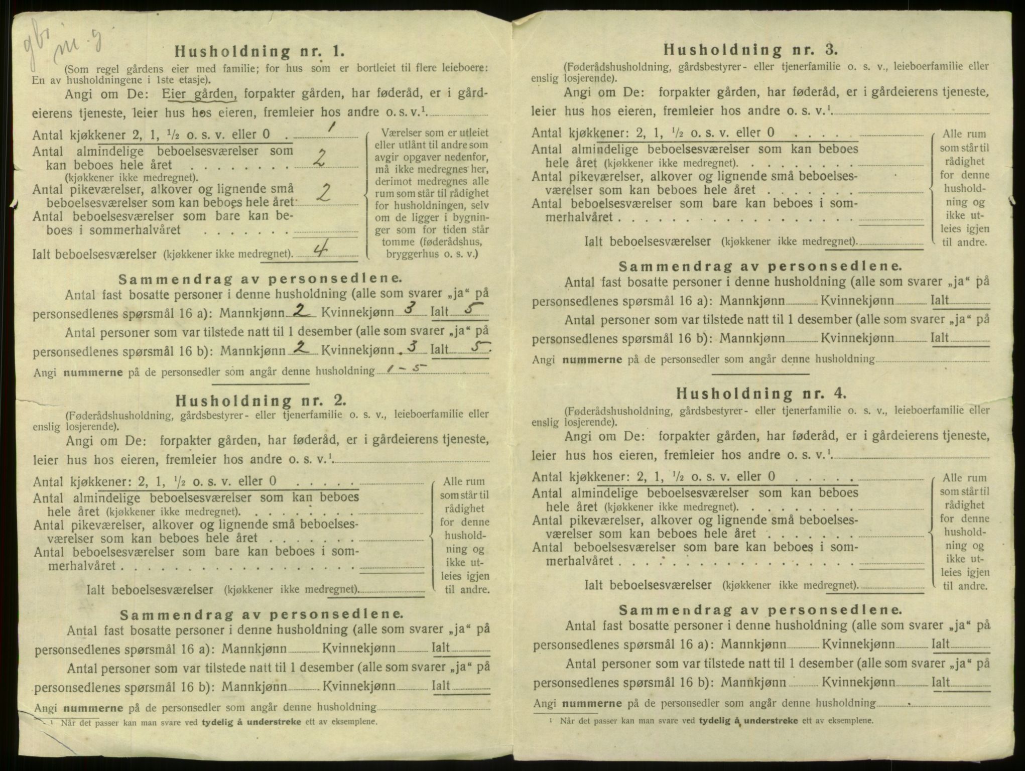 SAB, 1920 census for Aurland, 1920, p. 40