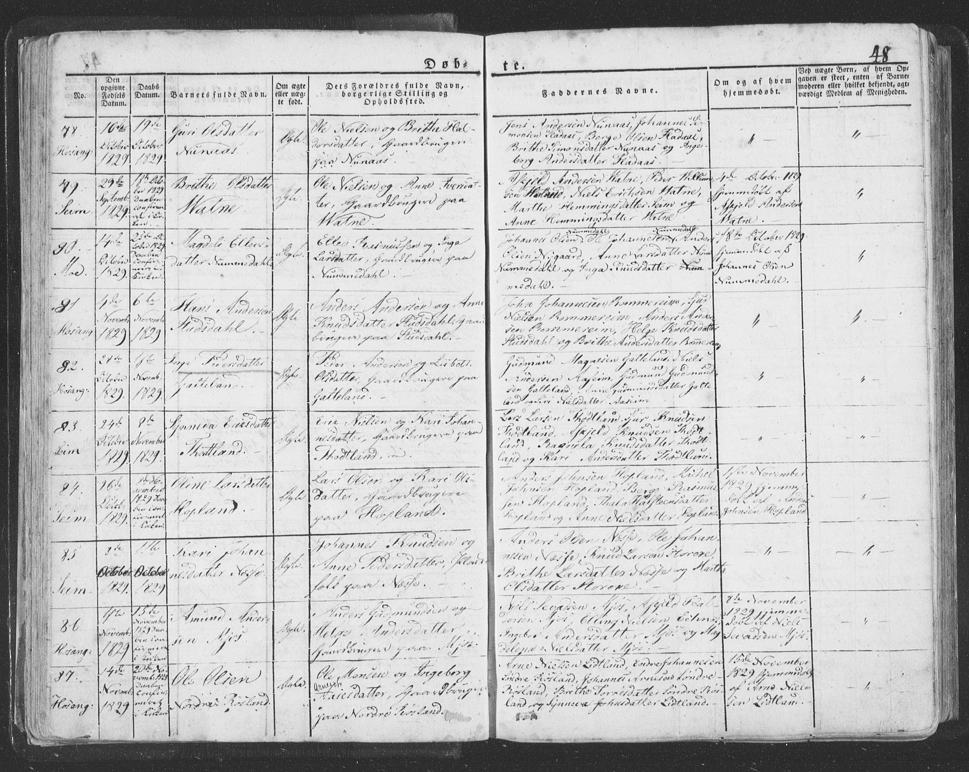 Hosanger sokneprestembete, AV/SAB-A-75801/H/Haa: Parish register (official) no. A 6, 1824-1835, p. 48