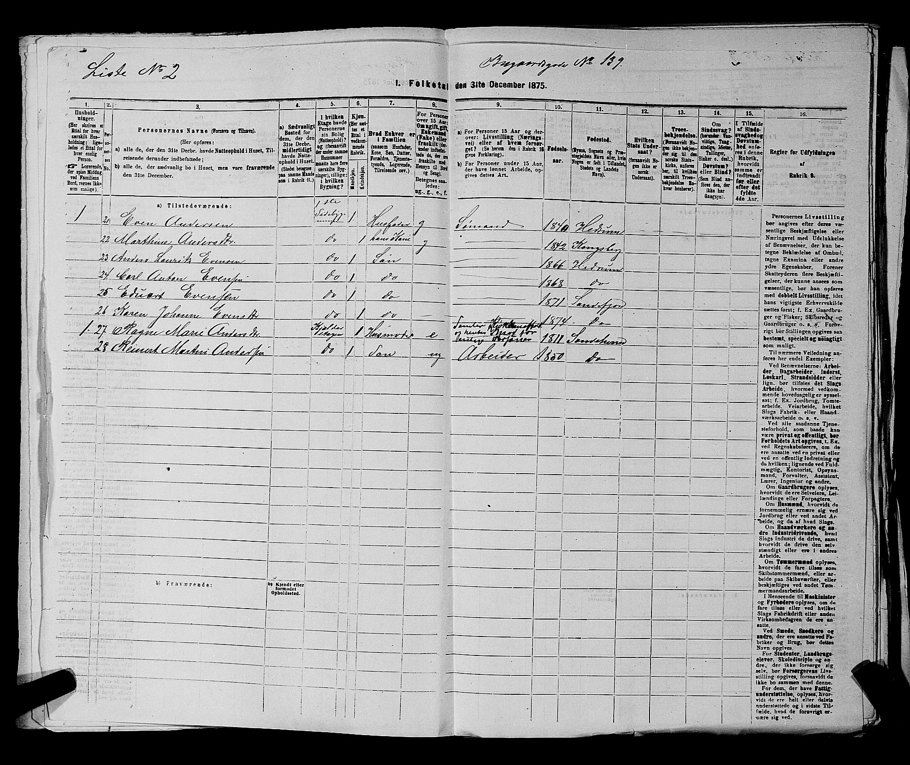 SAKO, 1875 census for 0706B Sandeherred/Sandefjord, 1875, p. 354