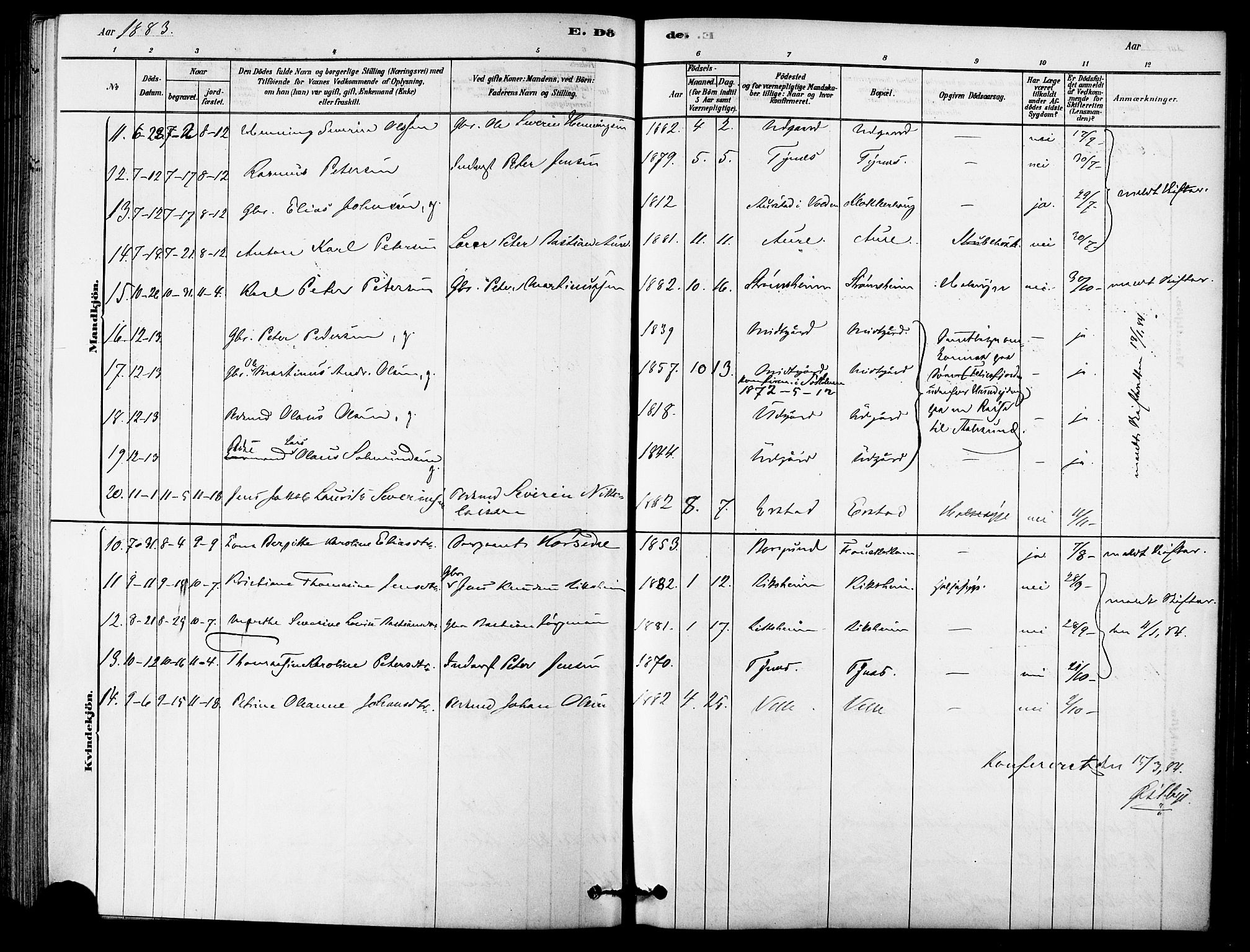 Ministerialprotokoller, klokkerbøker og fødselsregistre - Møre og Romsdal, AV/SAT-A-1454/523/L0334: Parish register (official) no. 523A01, 1878-1891