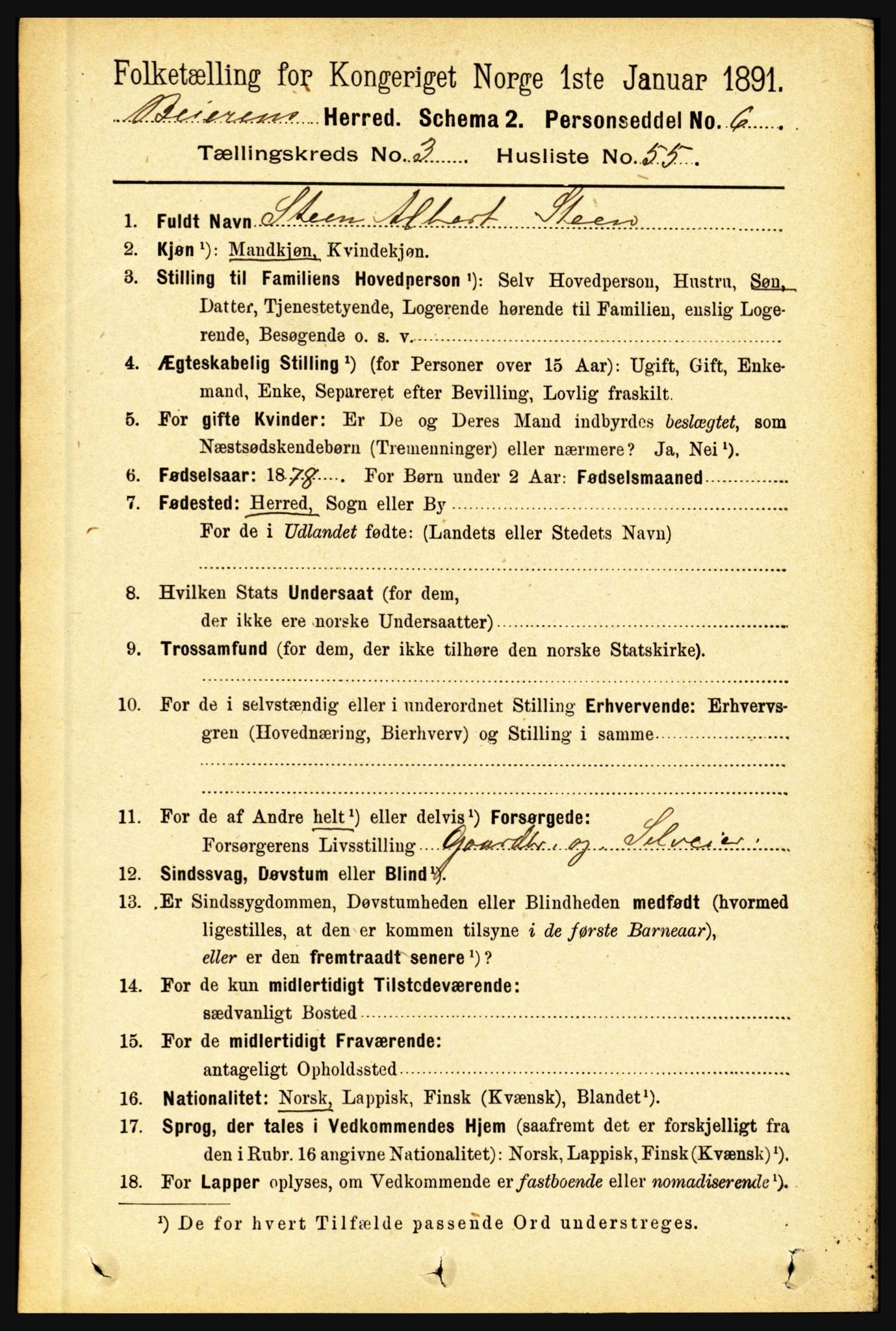 RA, 1891 census for 1839 Beiarn, 1891, p. 1353