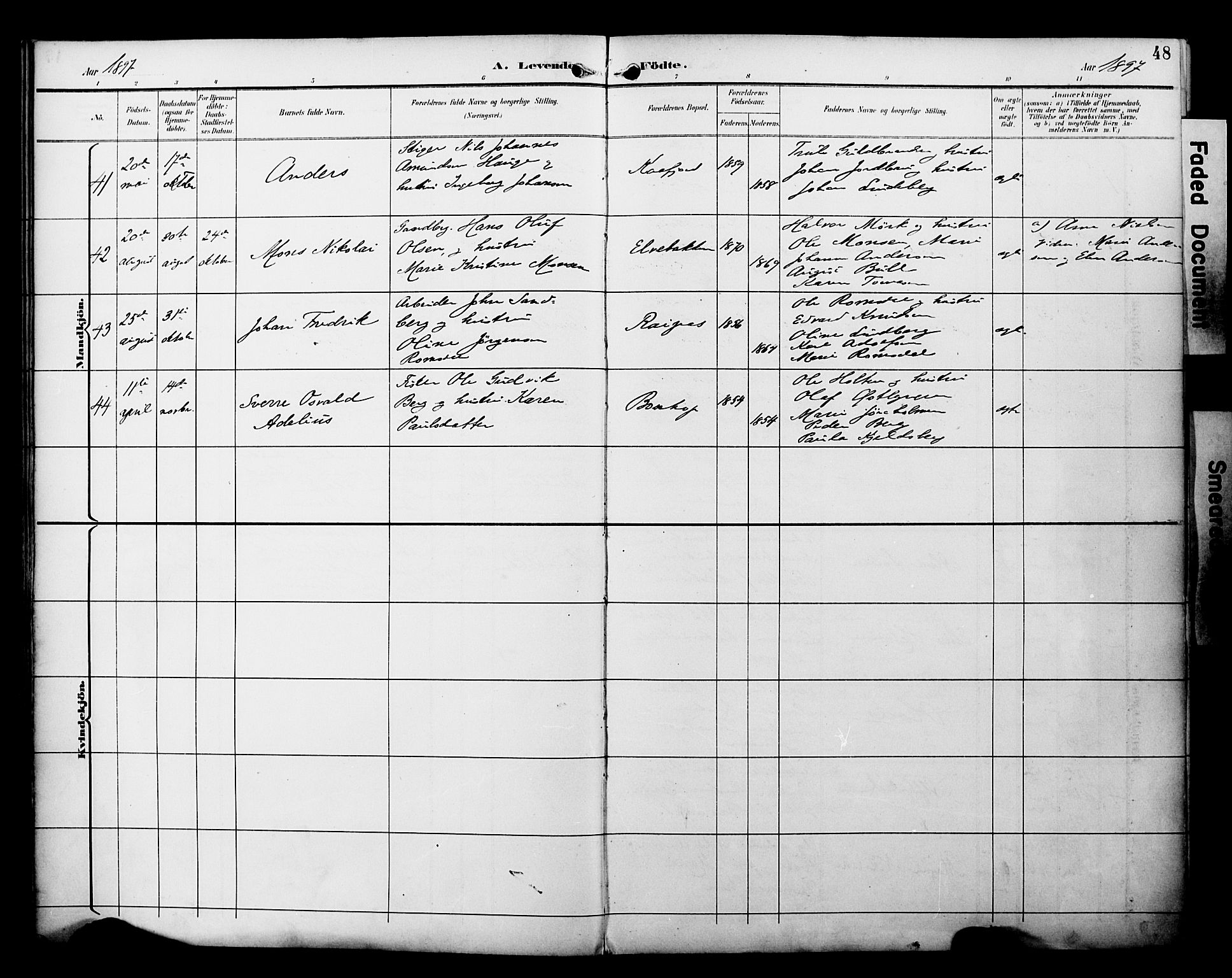 Alta sokneprestkontor, AV/SATØ-S-1338/H/Ha/L0003.kirke: Parish register (official) no. 3, 1892-1904, p. 48