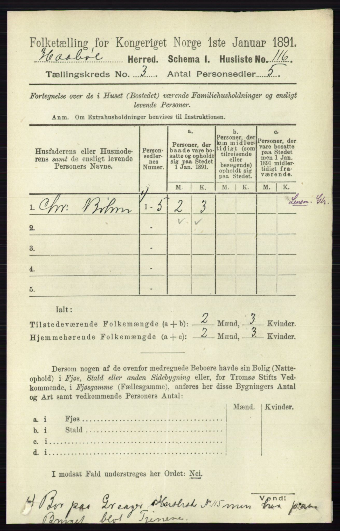 RA, 1891 census for 0138 Hobøl, 1891, p. 1708