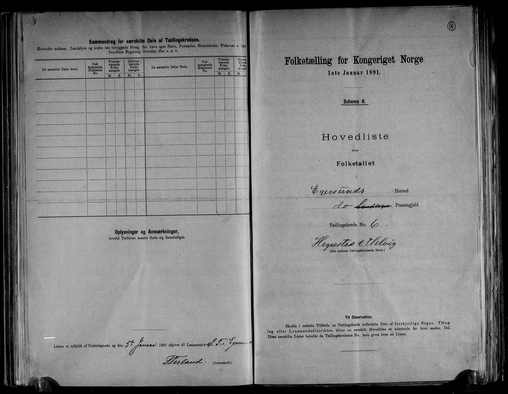 RA, 1891 census for 1116 Eigersund herred, 1891, p. 14