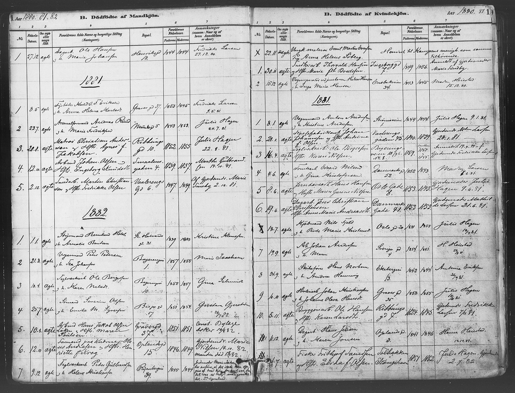 Gamlebyen prestekontor Kirkebøker, SAO/A-10884/F/Fa/L0006: Parish register (official) no. 6, 1881-1890, p. 1