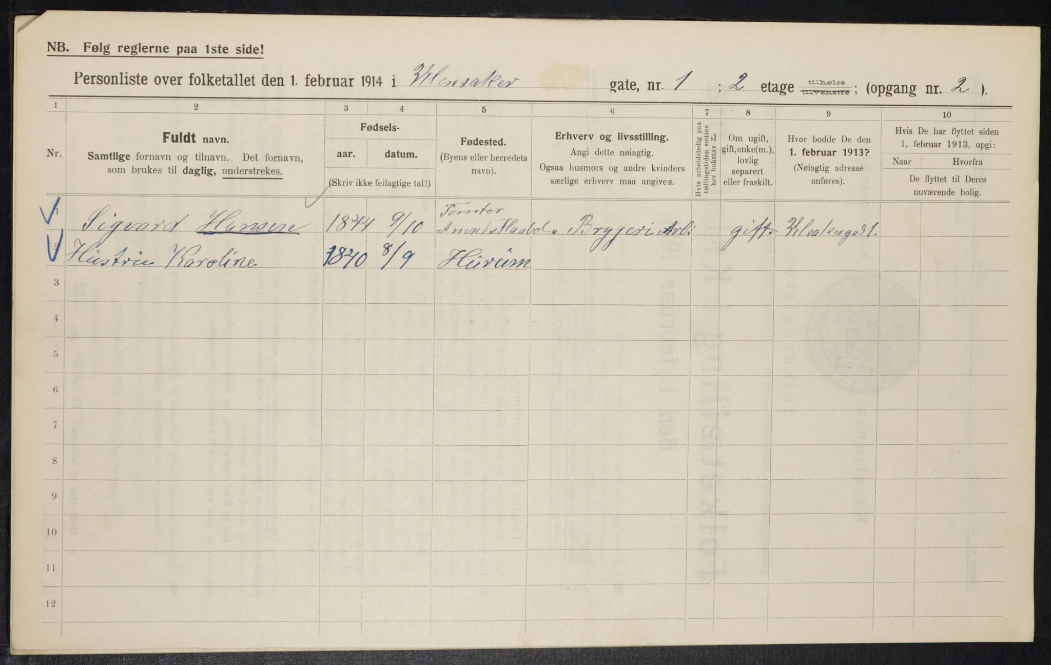 OBA, Municipal Census 1914 for Kristiania, 1914, p. 119771