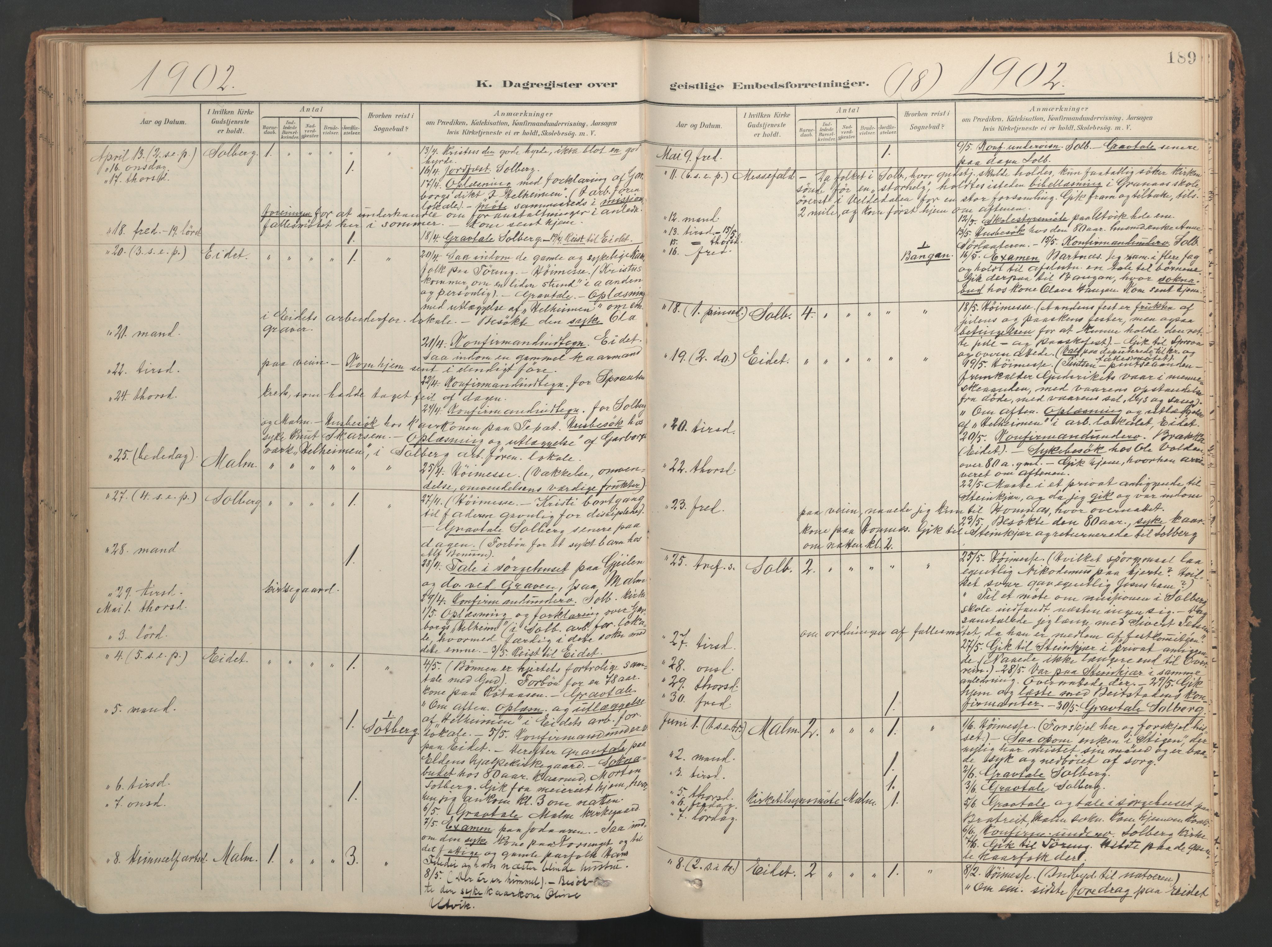 Ministerialprotokoller, klokkerbøker og fødselsregistre - Nord-Trøndelag, AV/SAT-A-1458/741/L0397: Parish register (official) no. 741A11, 1901-1911, p. 189