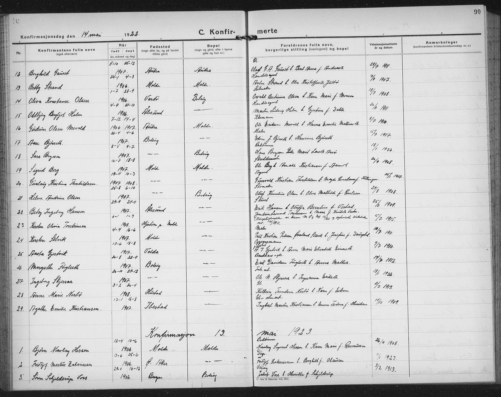 Ministerialprotokoller, klokkerbøker og fødselsregistre - Møre og Romsdal, AV/SAT-A-1454/558/L0704: Parish register (copy) no. 558C05, 1921-1942, p. 90