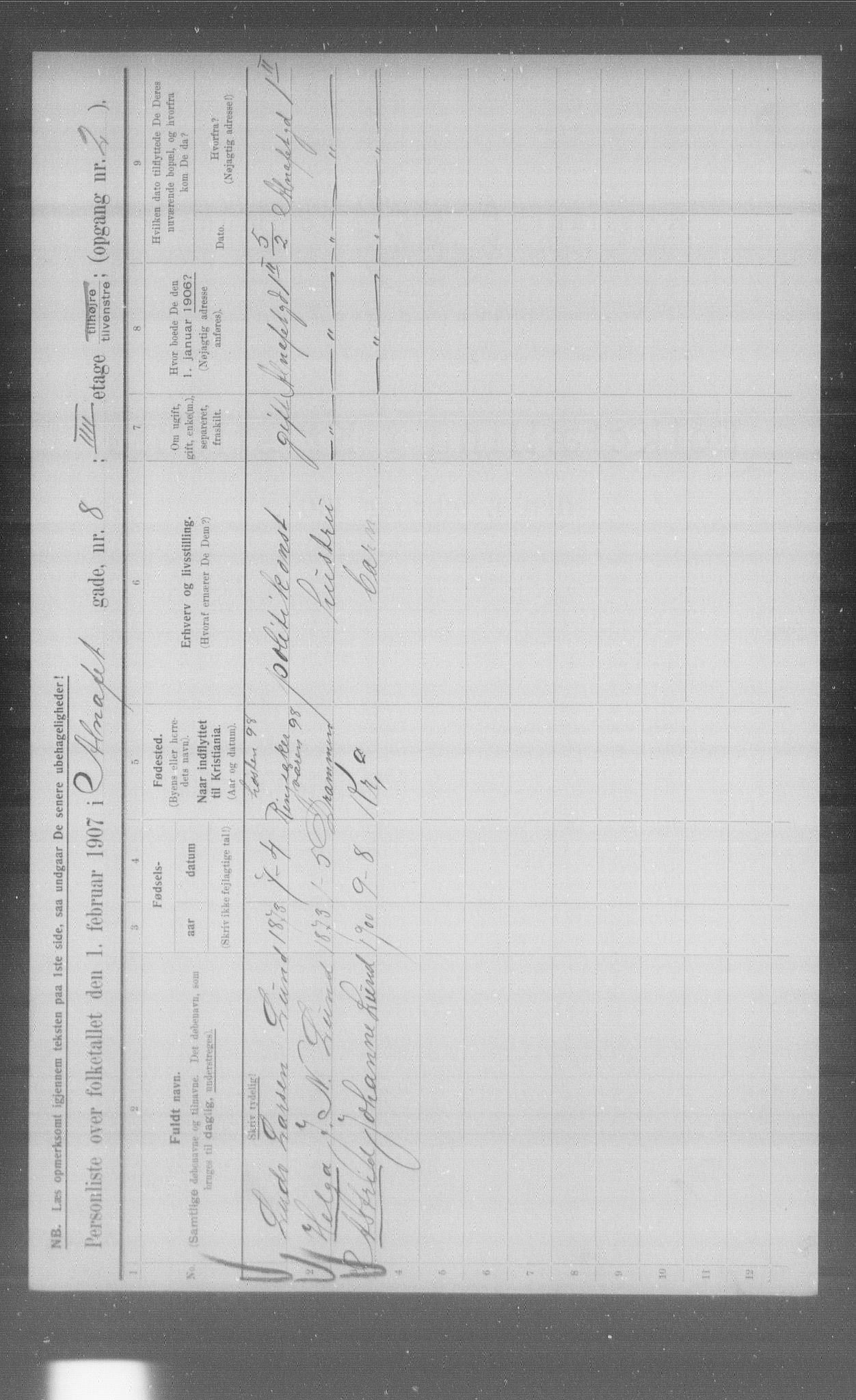 OBA, Municipal Census 1907 for Kristiania, 1907, p. 681