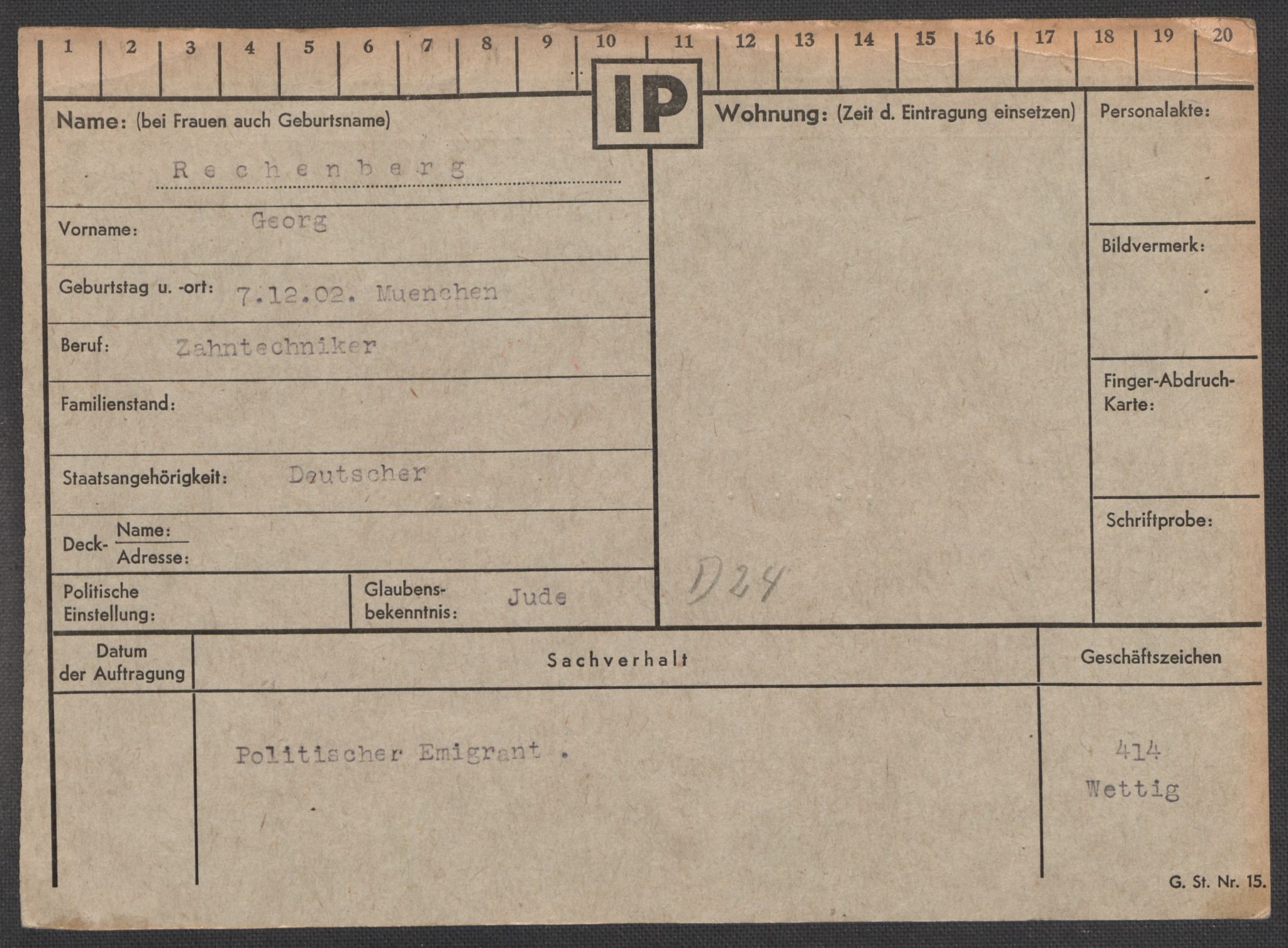 Befehlshaber der Sicherheitspolizei und des SD, RA/RAFA-5969/E/Ea/Eaa/L0008: Register over norske fanger i Møllergata 19: Oelze-Ru, 1940-1945, p. 1088
