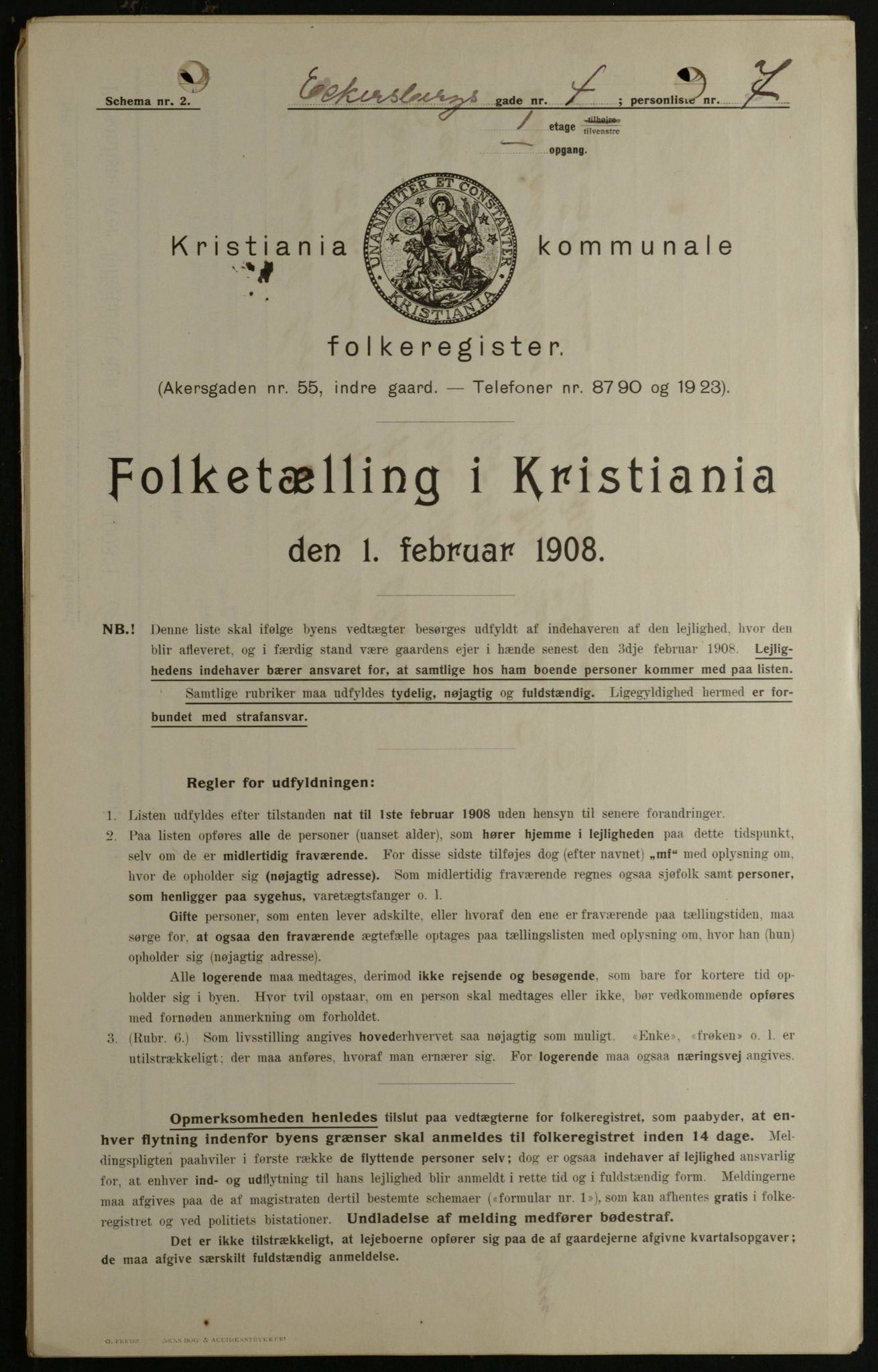 OBA, Municipal Census 1908 for Kristiania, 1908, p. 16827