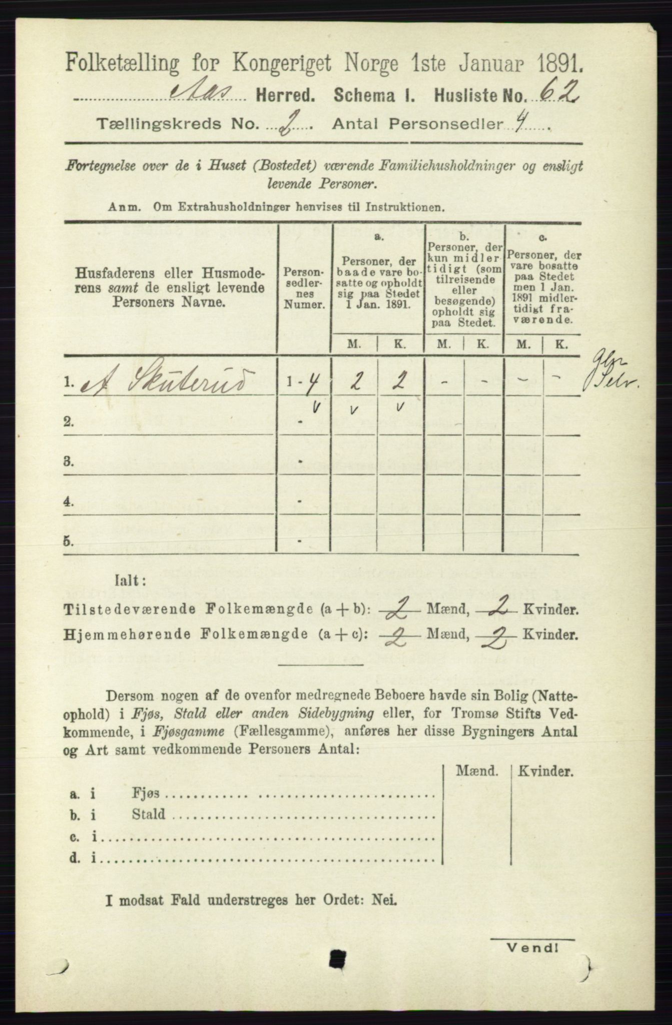 RA, 1891 census for 0214 Ås, 1891, p. 1564