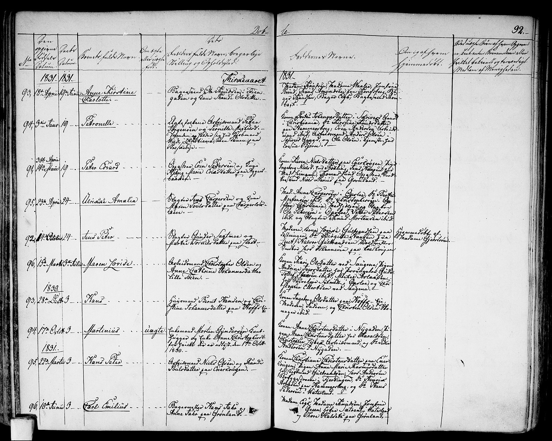 Aker prestekontor kirkebøker, AV/SAO-A-10861/F/L0013: Parish register (official) no. 13, 1828-1837, p. 92