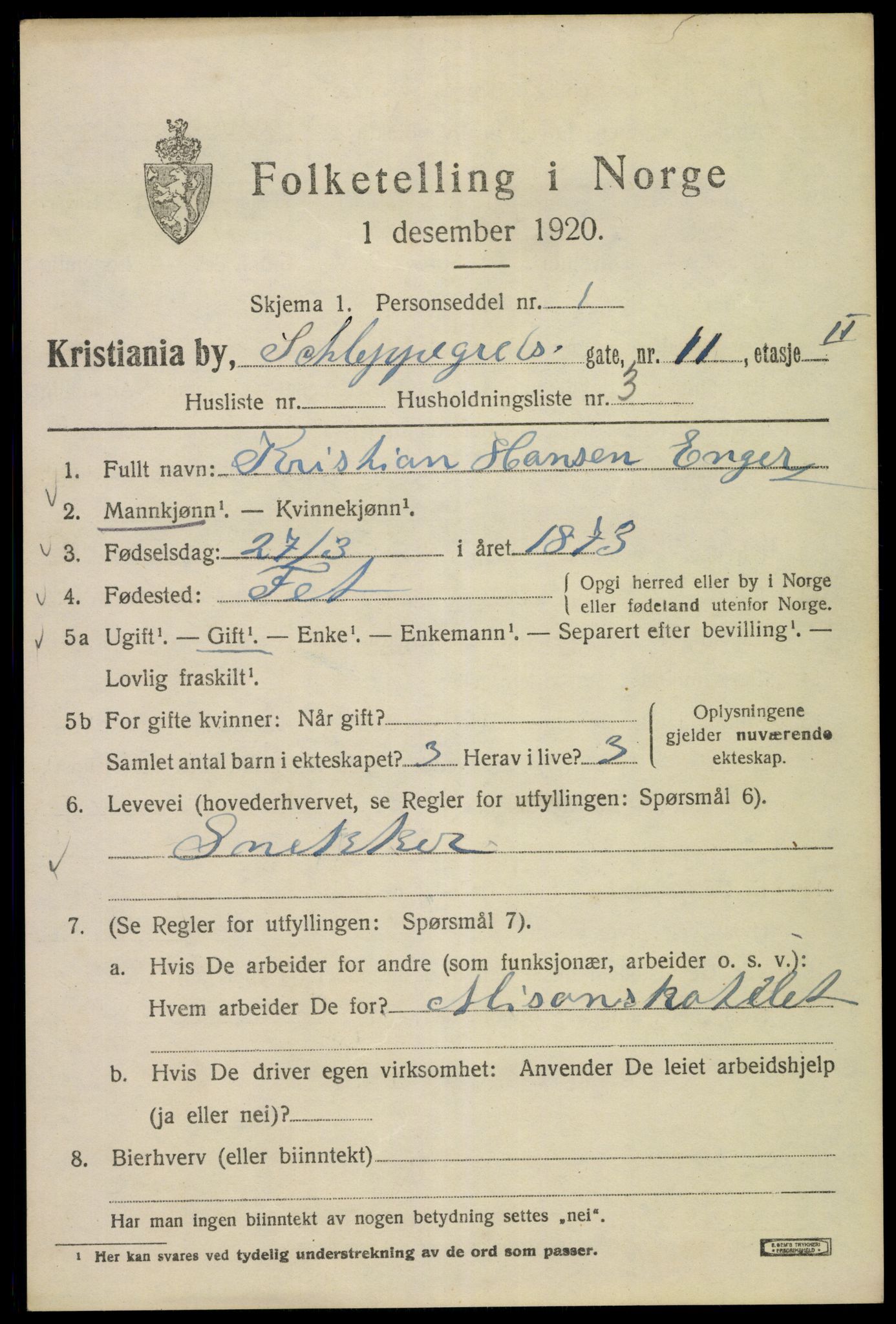 SAO, 1920 census for Kristiania, 1920, p. 488353