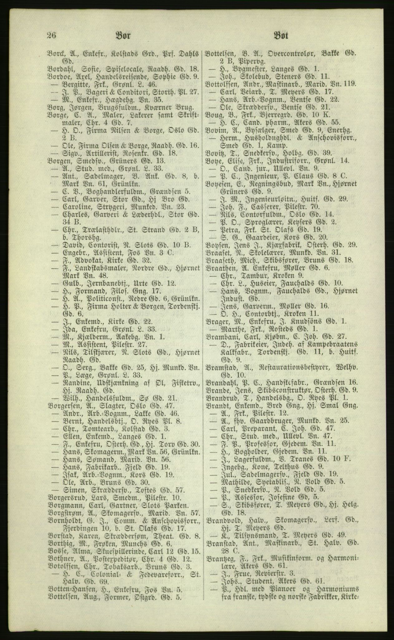 Kristiania/Oslo adressebok, PUBL/-, 1881, p. 26