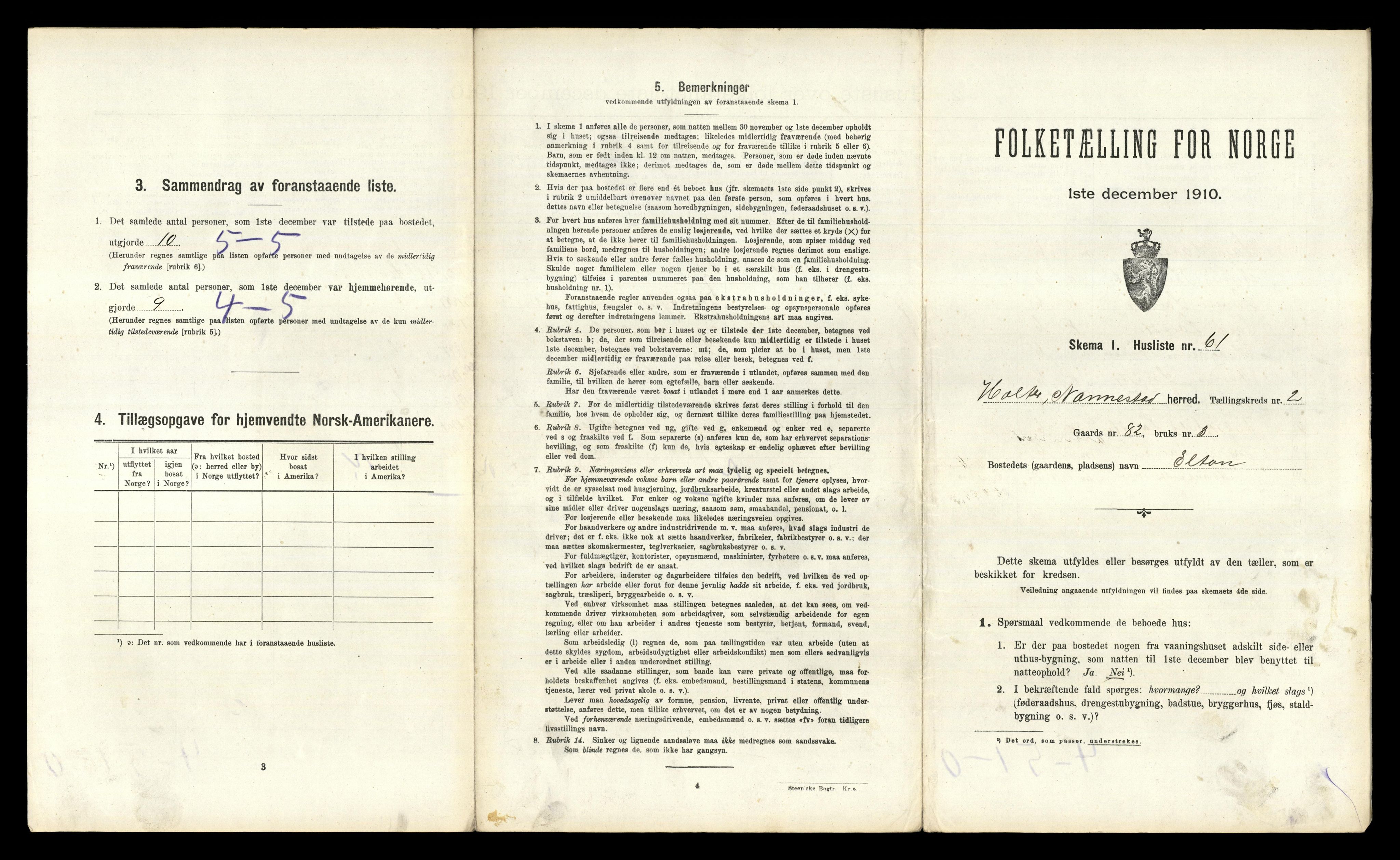 RA, 1910 census for Nannestad, 1910, p. 319