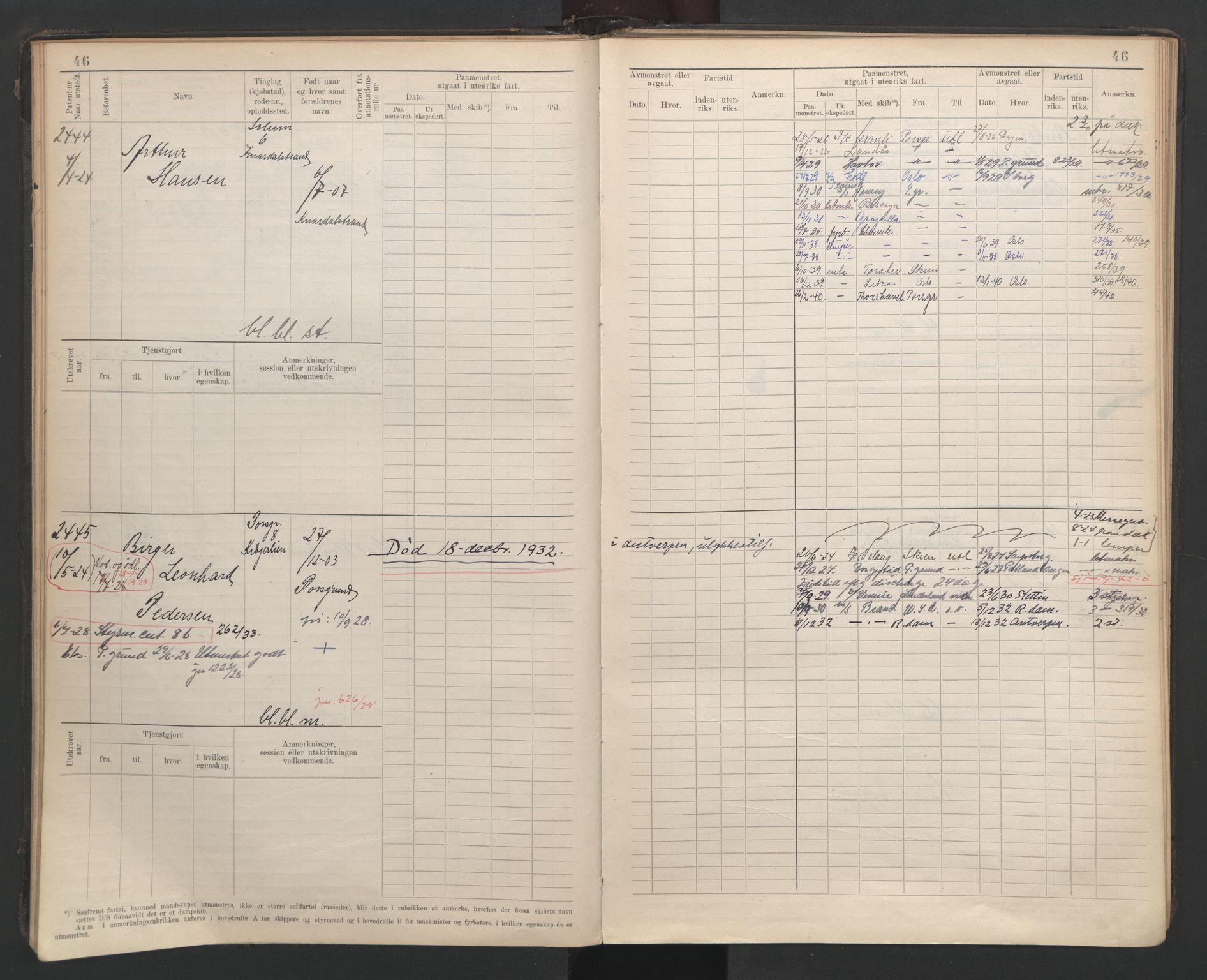 Porsgrunn innrulleringskontor, SAKO/A-829/F/Fb/L0007: Annotasjonsrulle, 1926-1948, p. 46