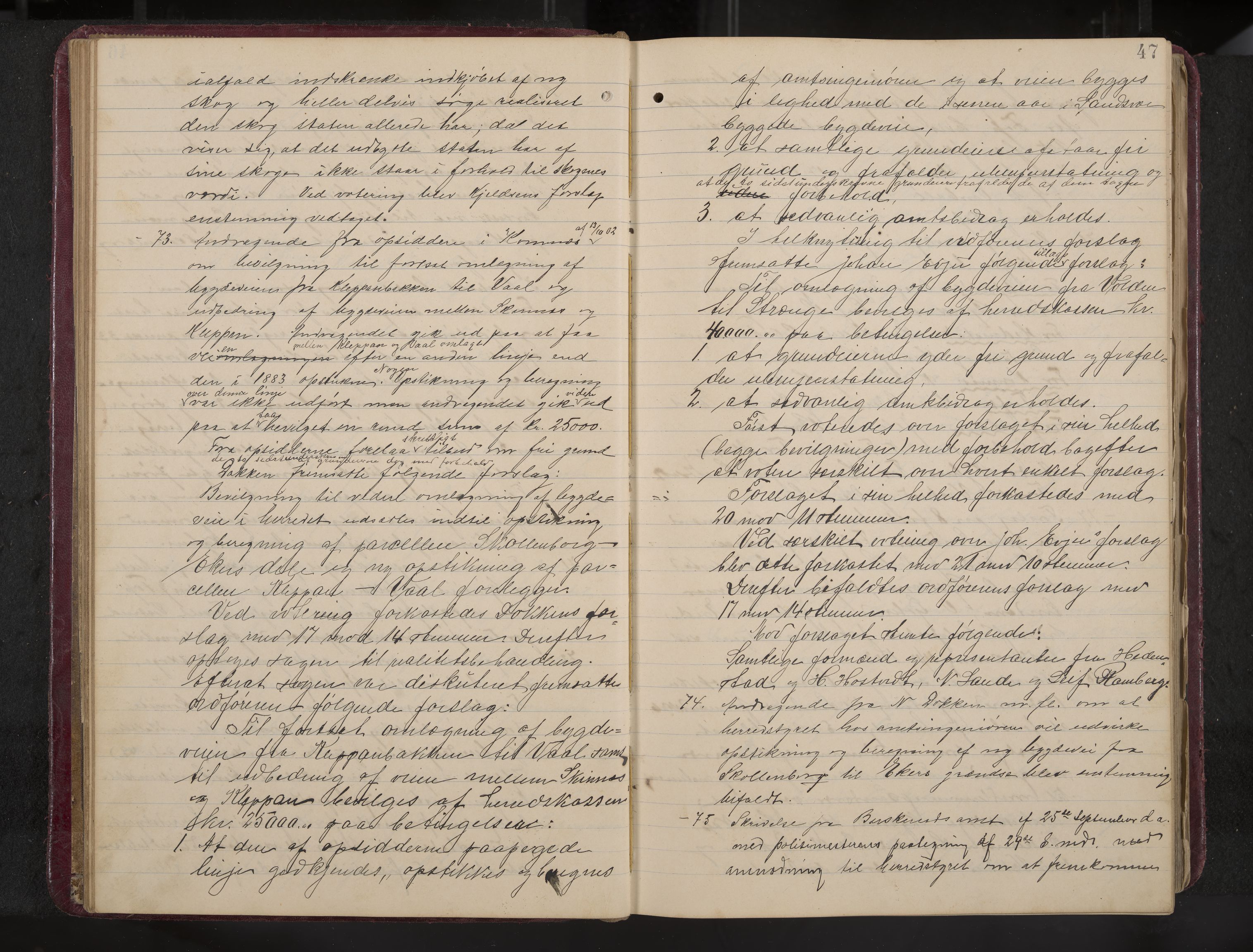 Ytre Sandsvær formannskap og sentraladministrasjon, IKAK/0629021/A/Aa/L0001: Møtebok med register, 1902-1919, p. 47