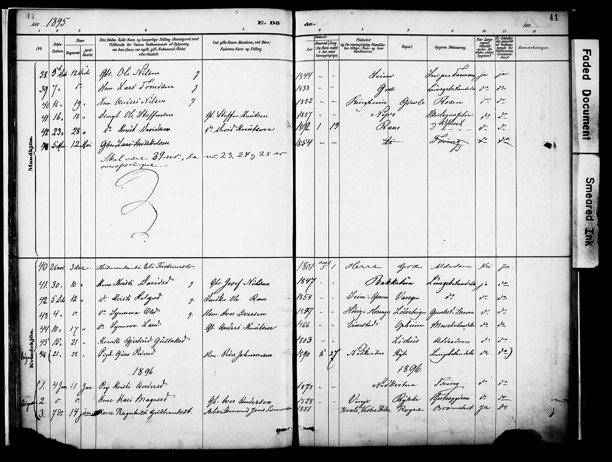 Voss sokneprestembete, SAB/A-79001/H/Haa: Parish register (official) no. A 22, 1887-1909, p. 41