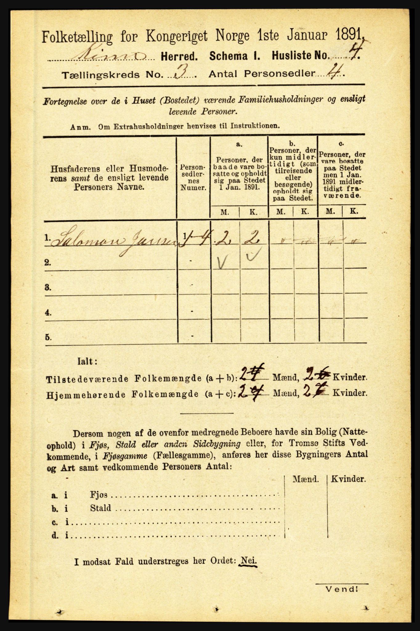 RA, 1891 census for 1437 Kinn, 1891, p. 887