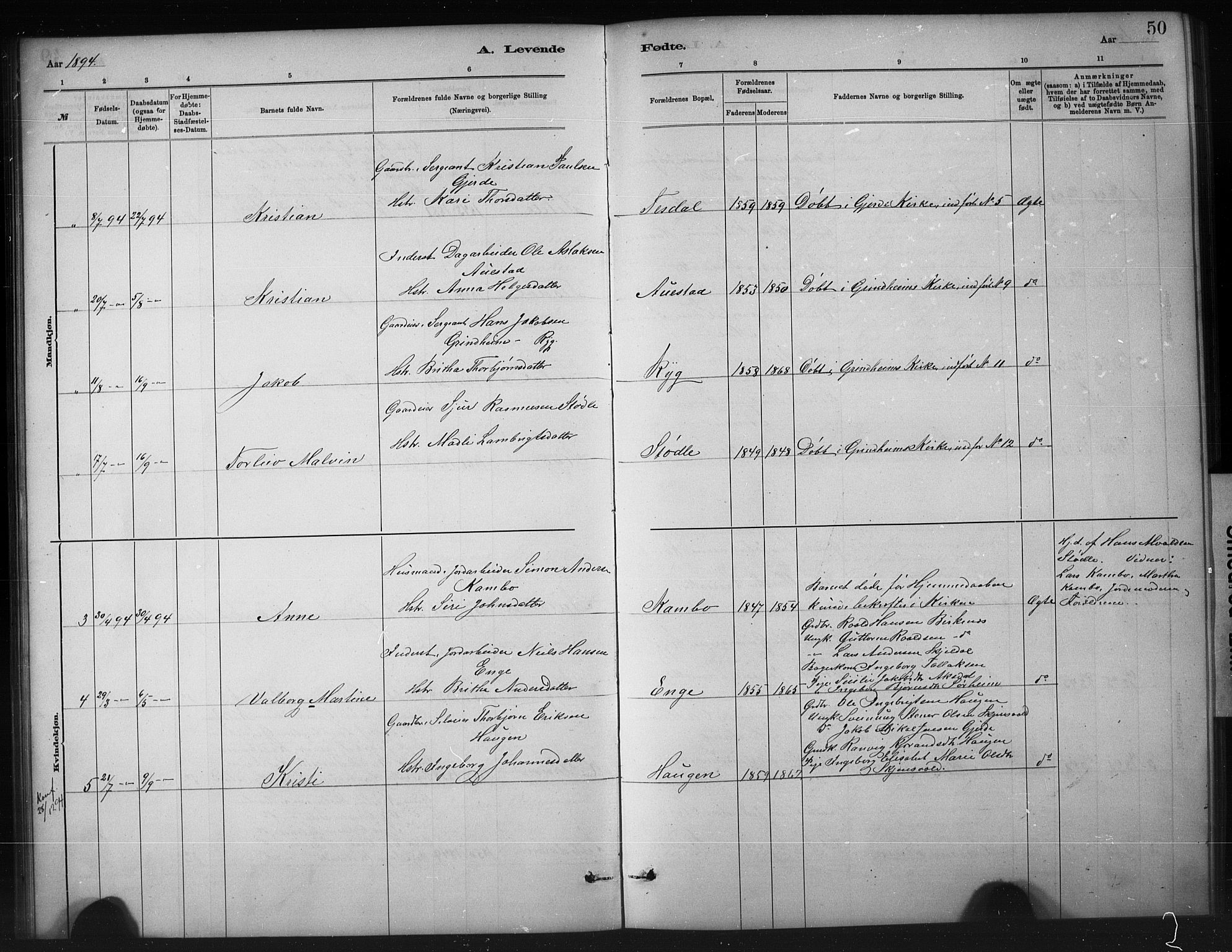 Etne sokneprestembete, SAB/A-75001/H/Hab: Parish register (copy) no. A 5, 1879-1896, p. 50
