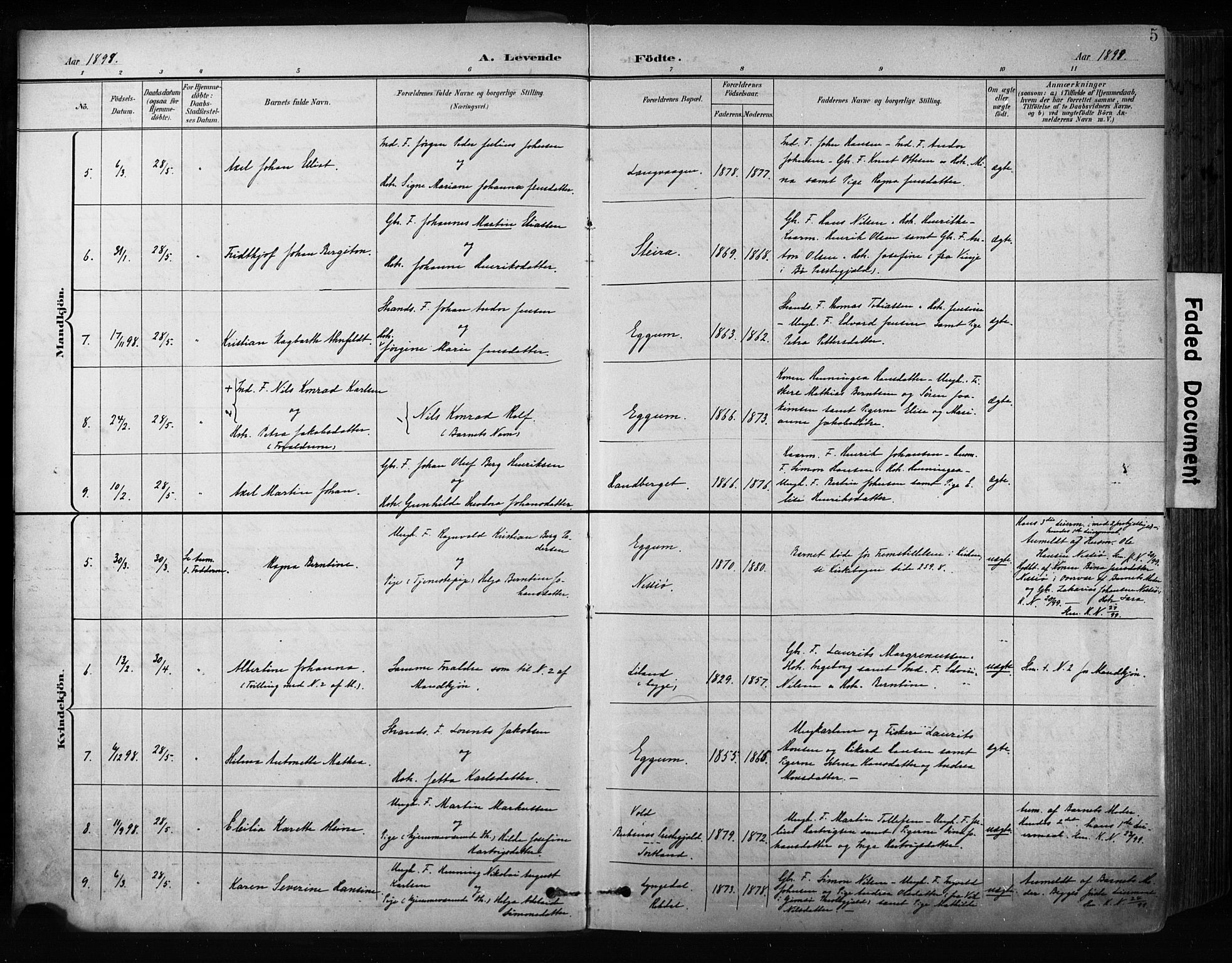 Ministerialprotokoller, klokkerbøker og fødselsregistre - Nordland, AV/SAT-A-1459/880/L1134: Parish register (official) no. 880A08, 1899-1908, p. 5